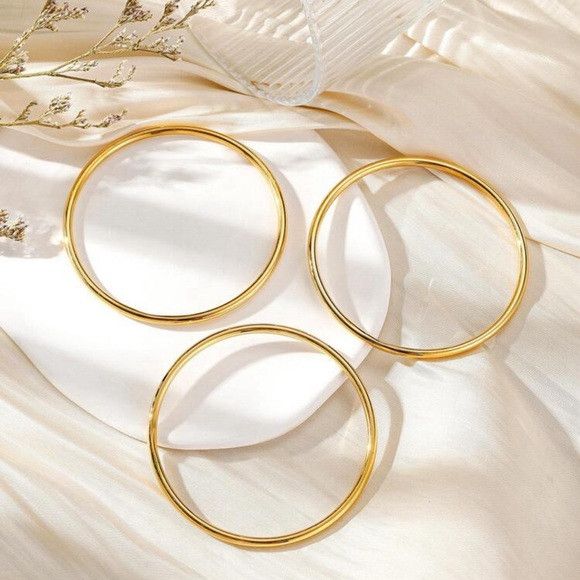 The Unbranded Brand Women 3Pcs/Set Stainless Steel Solid Bangle Size ONE SIZE - 3 Thumbnail