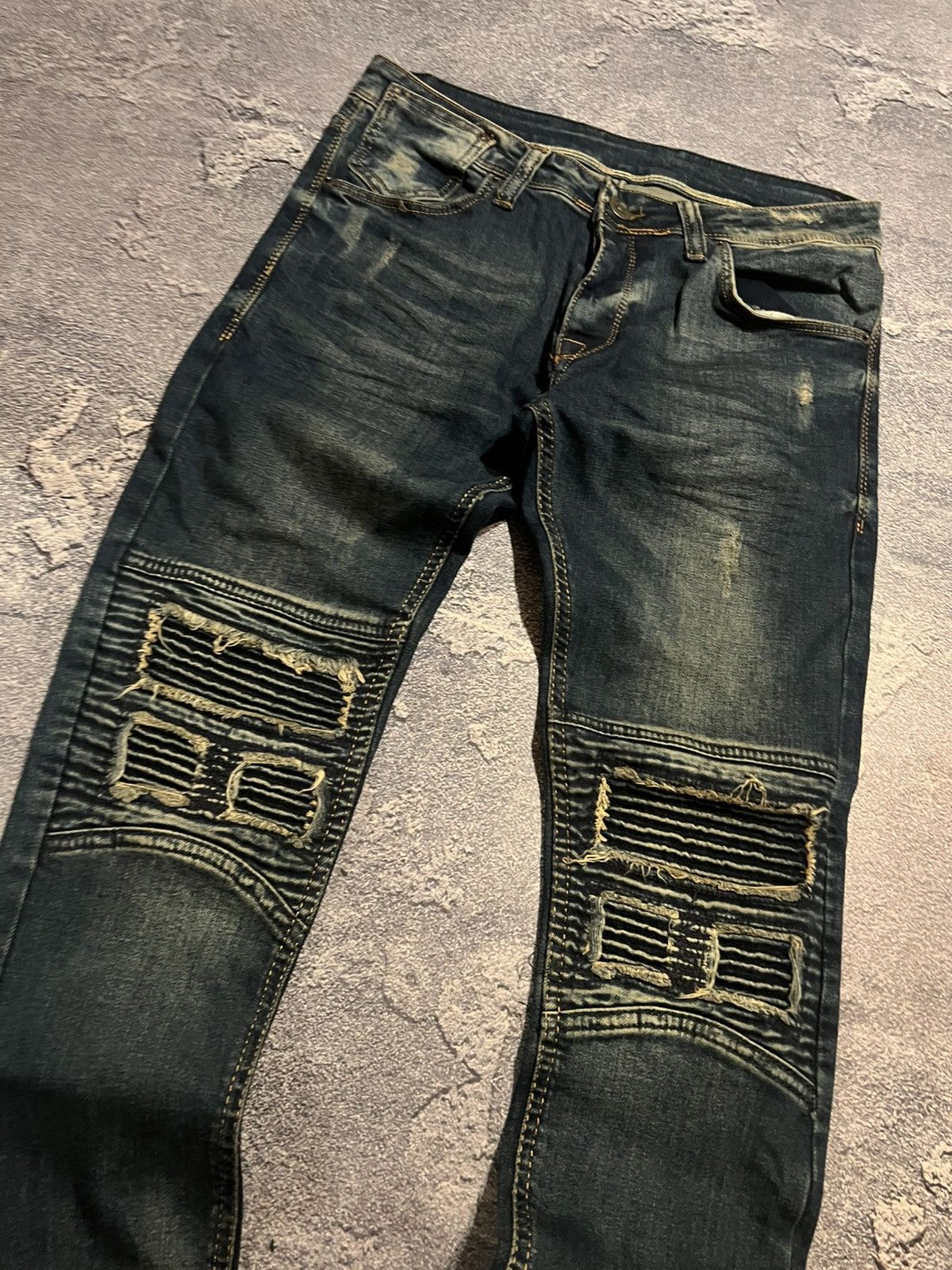 Vintage Vintage Retro Skinny Drip Jeans / Darkwear Y2K Style Archive Size US 31 - 3 Thumbnail