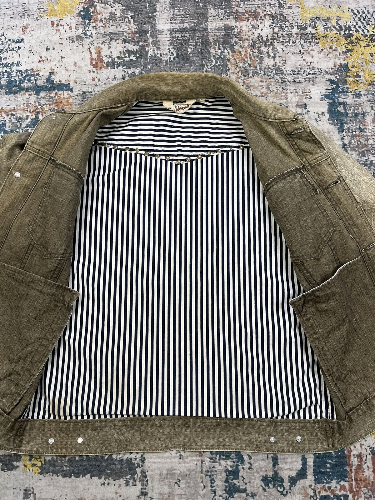 Beauty Beast Distressed Harringbone Angel Wings Spiked Denim Jackets Size US M / EU 48-50 / 2 - 12 Thumbnail