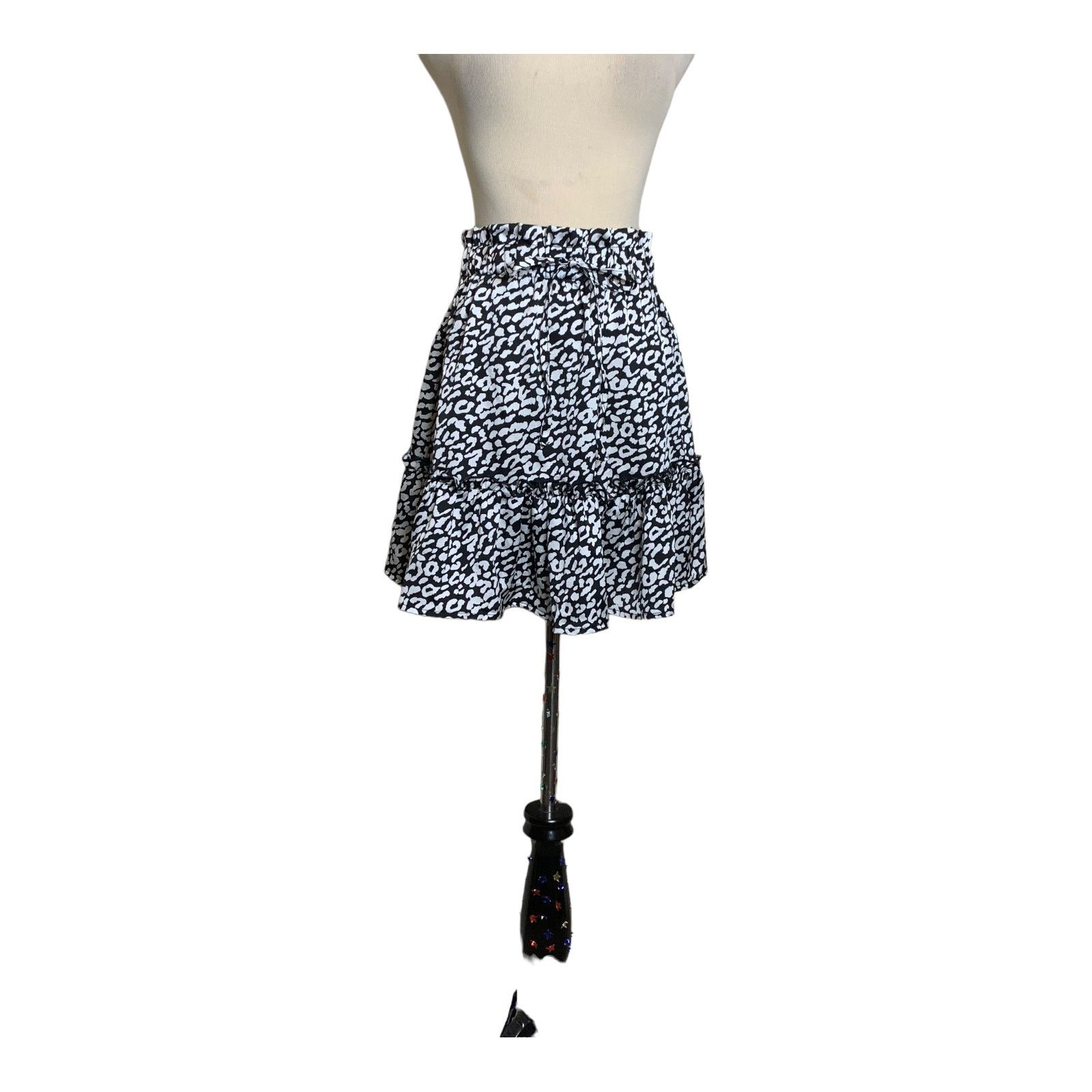 Shein Shein black white pull on mini skirt size 6 Size 28" / US 6 / IT 42 - 2 Thumbnail