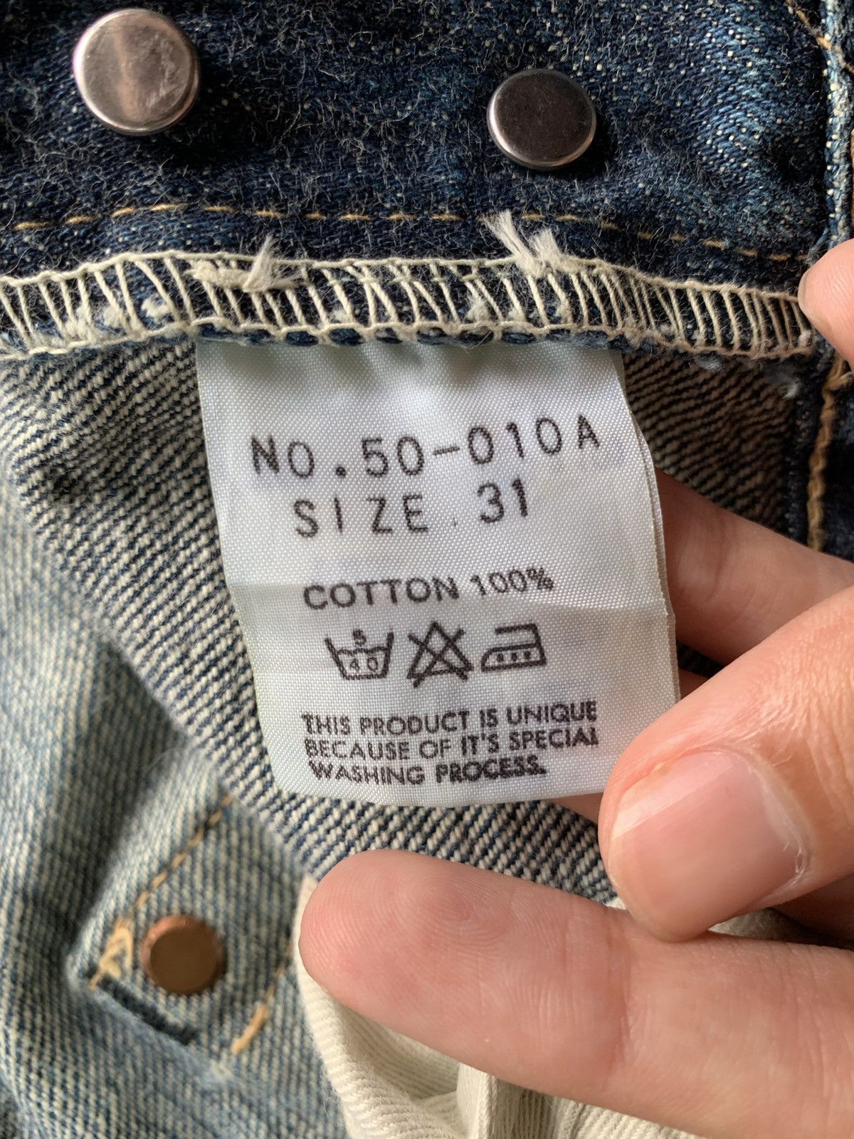 Kapital VINTAGE OMNIGOD JAPANESE BUTTON FLY SELVEDGE DISTRESSEDDENIM Size US 30 / EU 46 - 23 Thumbnail