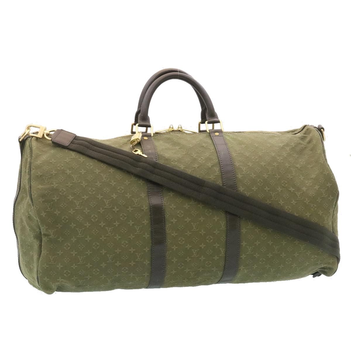 Louis Vuitton Monogram Mini Keepall Bandouliere55 Boston Bag Khaki Auth 29090S in Brown, Women's