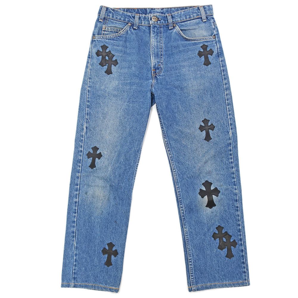 image of Chrome Hearts X Levi's 505 Crosspatch Denim in Blue, Men's (Size 33)