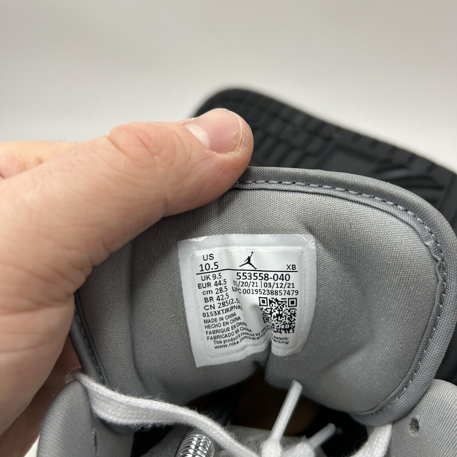 Nike Nike Air Jordan 1 Retro Low “White Black Medium Grey” 2023 Size US 10.5 / EU 43-44 - 8 Thumbnail