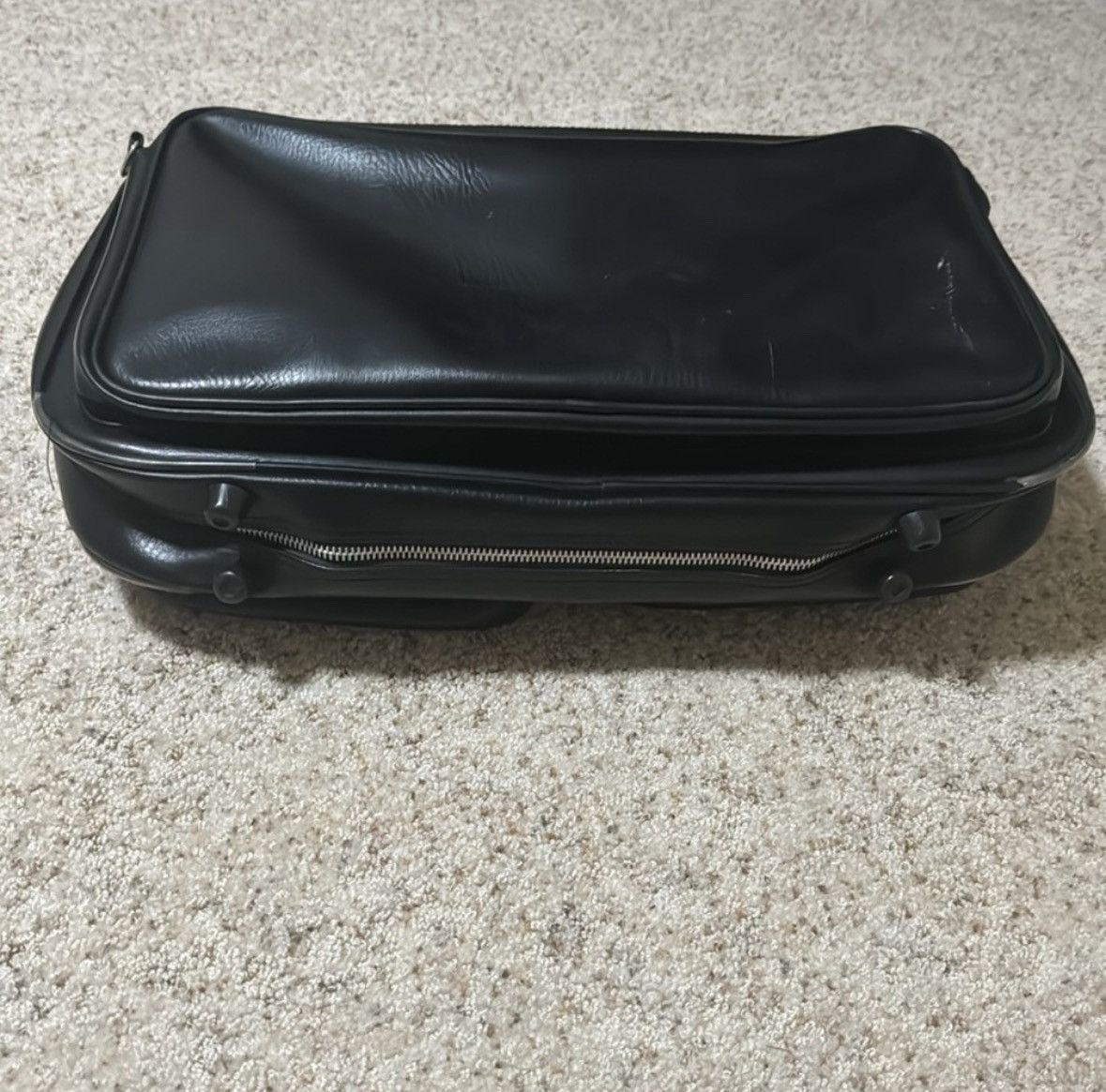 Vintage Vintage Retro Travel Bag Luggage 🧳 💼 Black Leather Size ONE SIZE - 5 Thumbnail