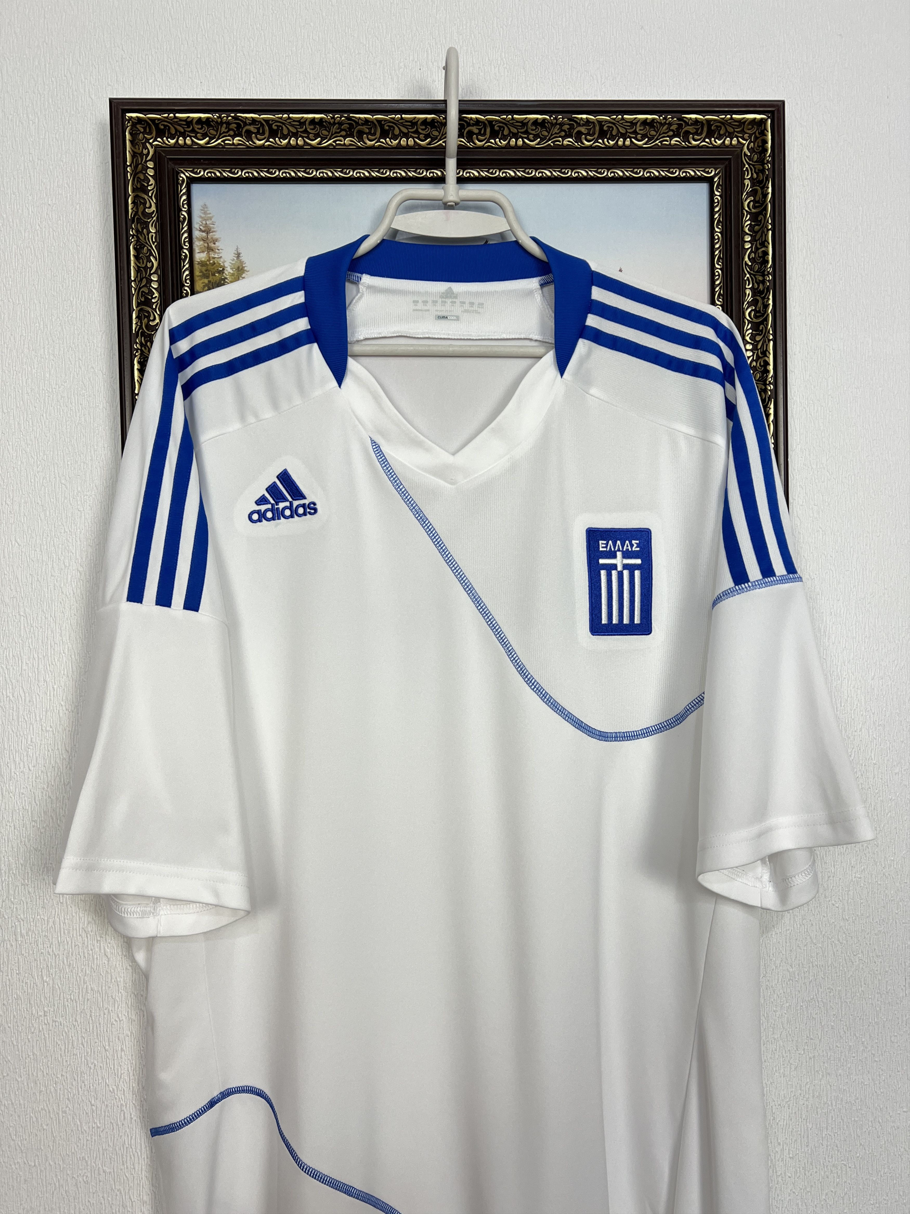 Adidas Greece Home football shirt Soccer National Jersey Trikot Size US XXL / EU 58 / 5 - 2 Thumbnail