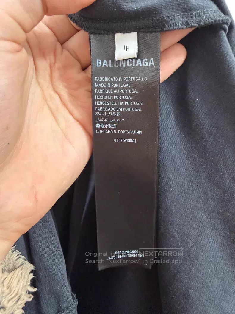 Balenciaga Balenciaga Frayed Edge Effect Round Neck Long Sleeve T-Shi Size US XL / EU 56 / 4 - 4 Thumbnail