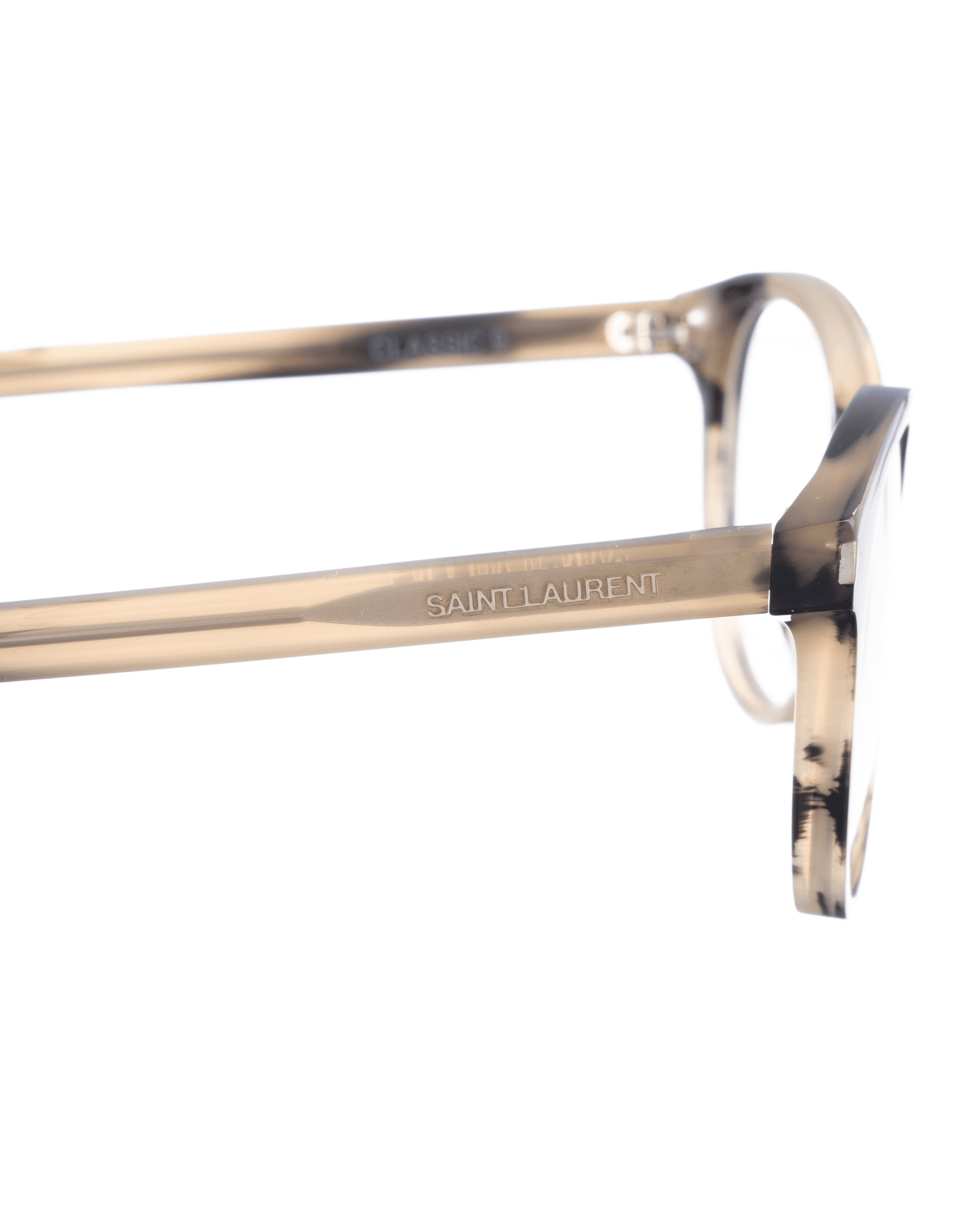 Saint Laurent Paris Saint Laurent 00s Oval Grey and Beige Plastic Glasses Size ONE SIZE - 3 Thumbnail