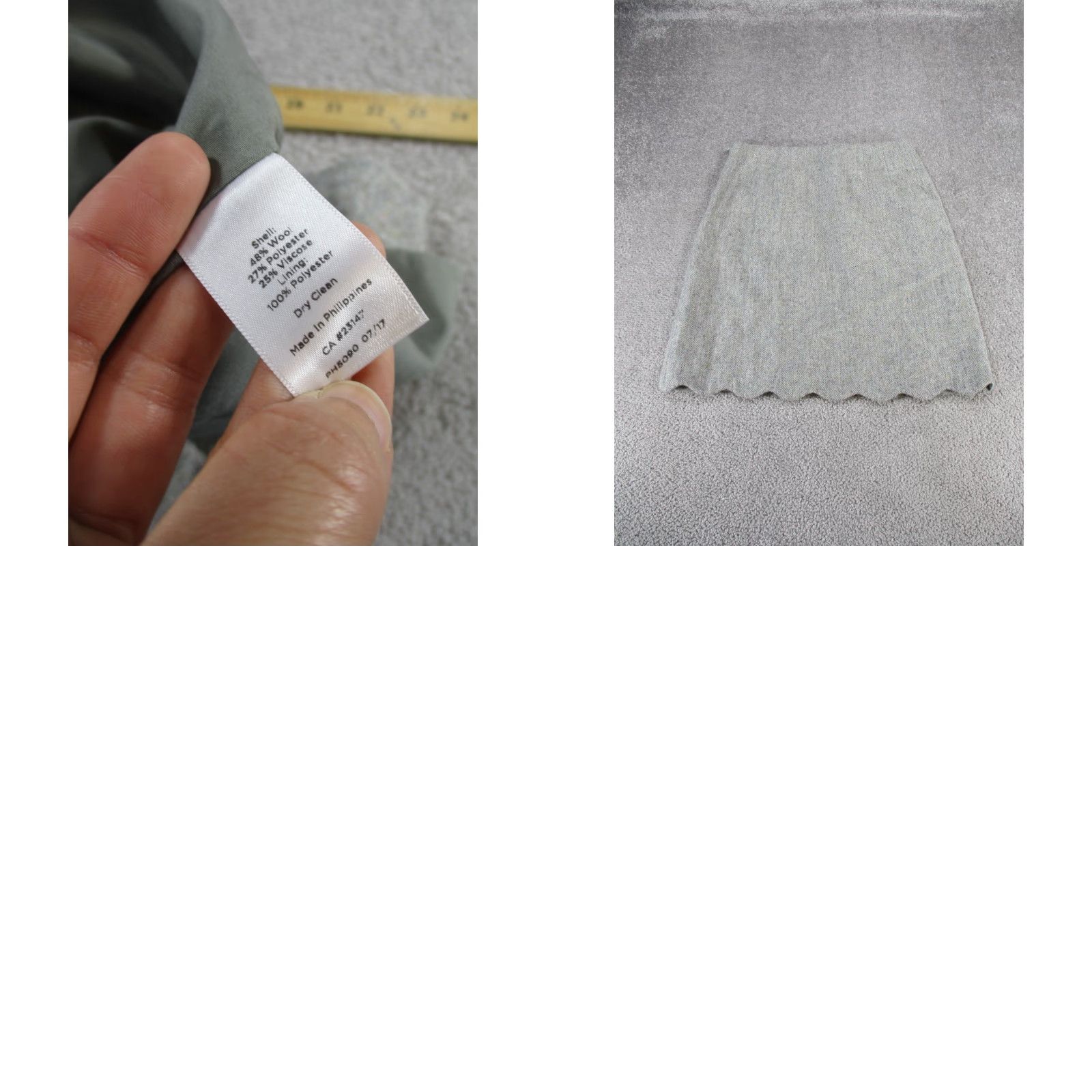 Talbots VINTAGE Talbots Skirt Womens 2 Petite Gray Wool Blend Herringbone Scallop Hem NEW Size 26" / US 2 / IT 38 - 8 Thumbnail
