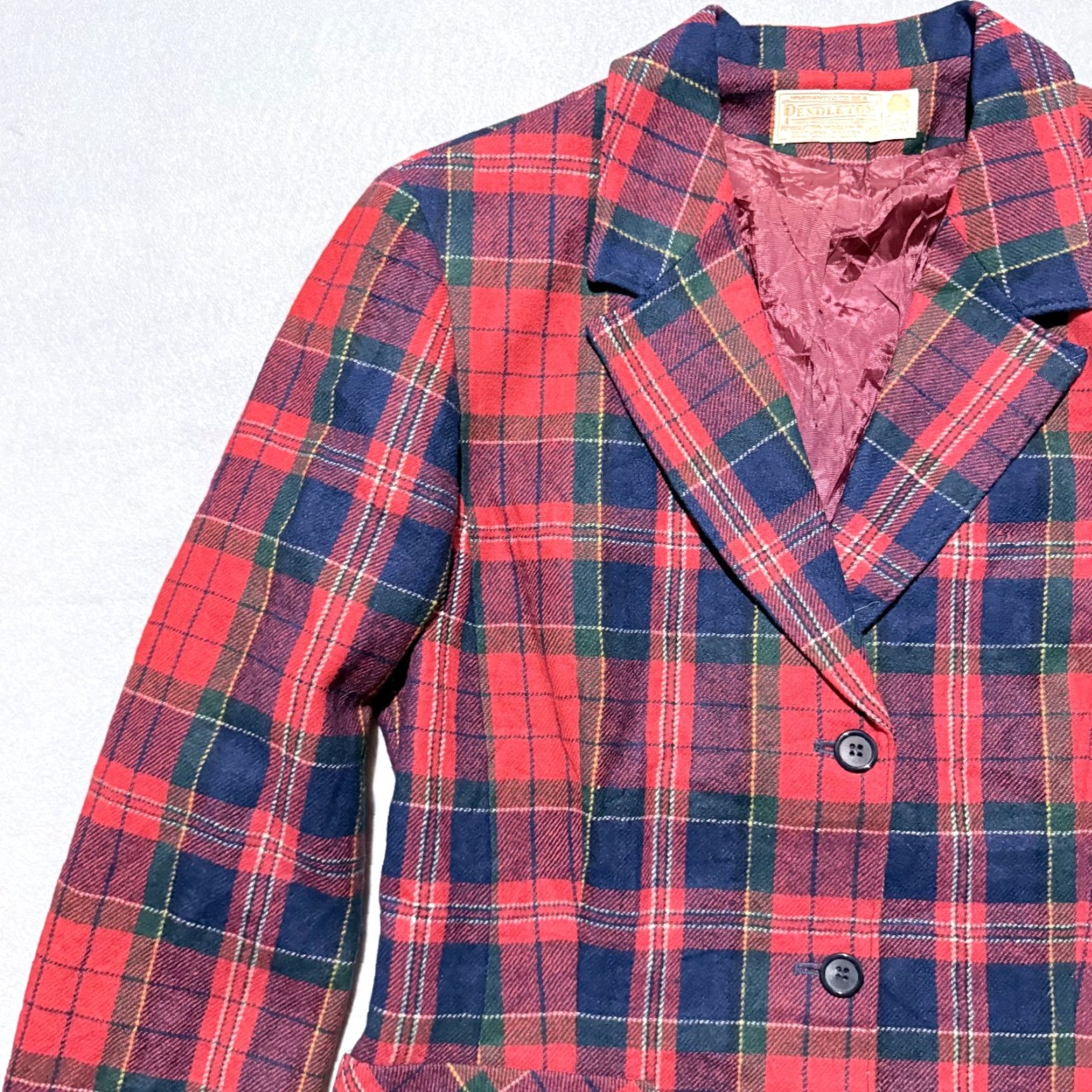 Pendleton VTG Pendleton Blazer Women Jacket Wool Red Navy Plaid USA Made 3-Button Jacket S Regular Adult Womens Size S / US 4 / IT 40 - 3 Thumbnail
