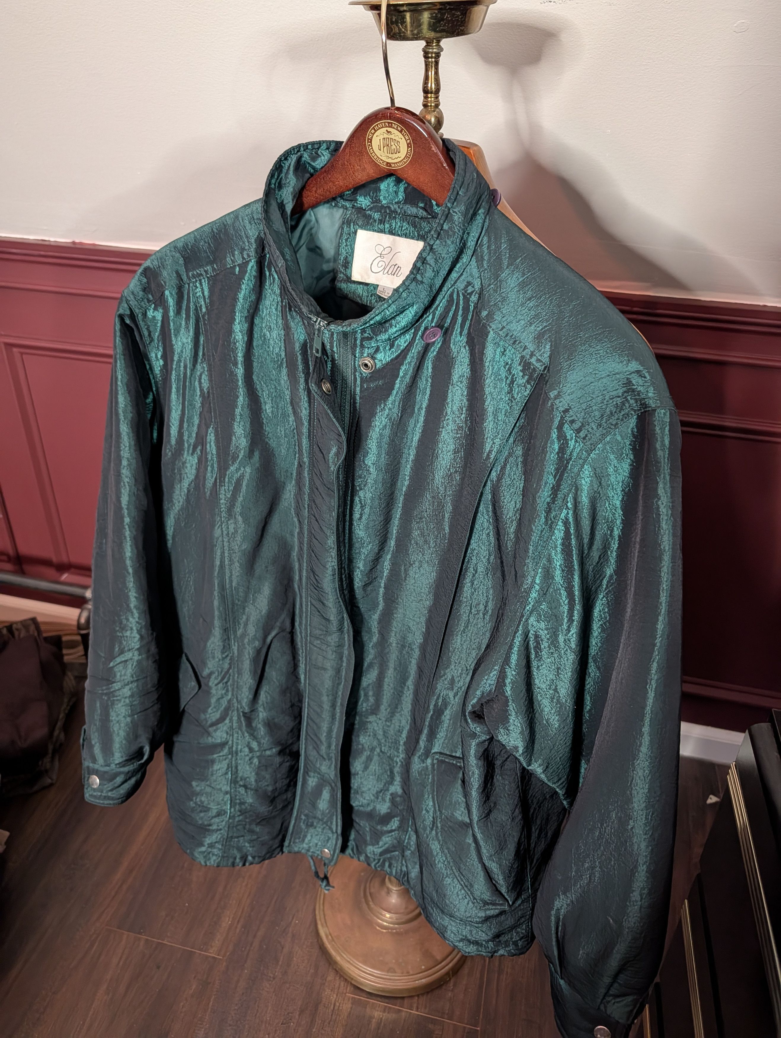 ELAN Vtg iridescent green insulated zip-up parka coat Size L / US 10 / IT 46 - 8 Thumbnail