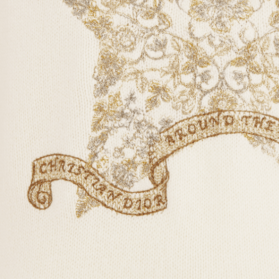 Dior o1w1db10326 514S57 Embroidered Sweater in Ecru/Gold Size XS / US 0-2 / IT 36-38 - 3 Thumbnail