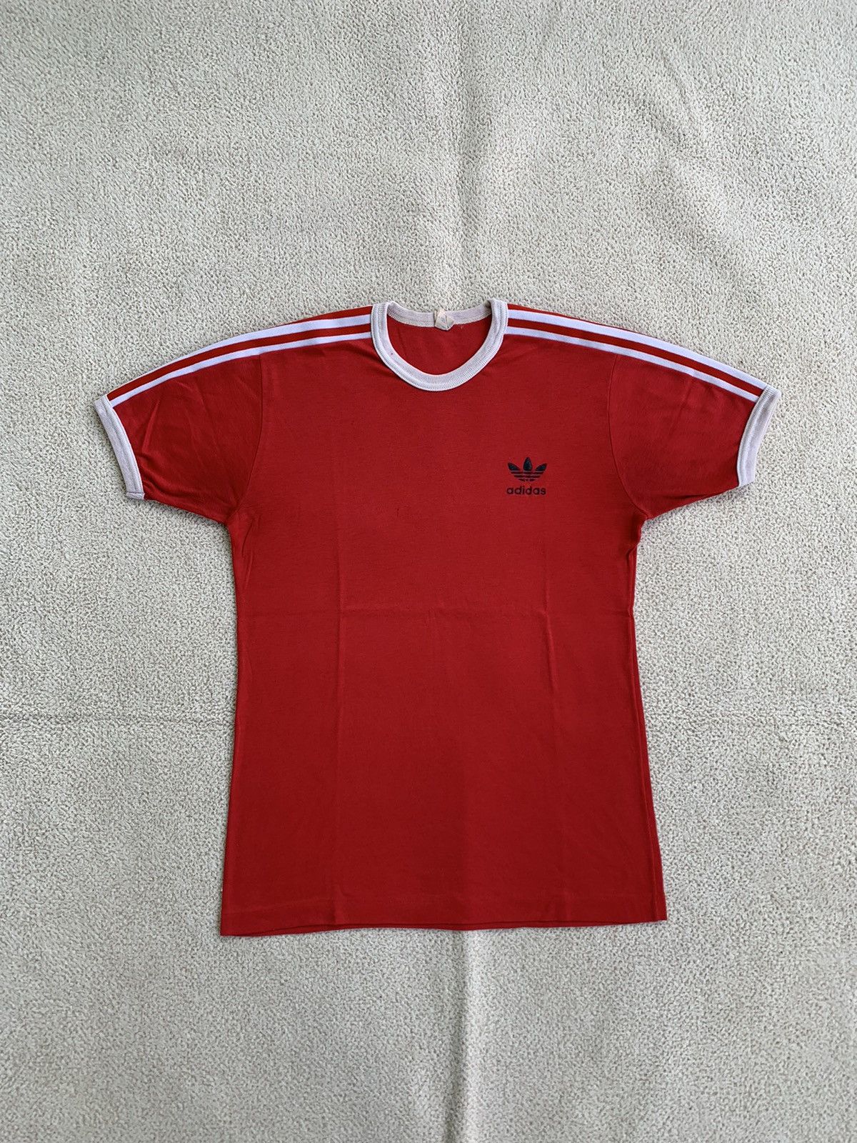 Adidas × Vintage Vintage 80s Adidas Streetwear Red Tee Size US L / EU 52-54 / 3 - 1 Thumbnail