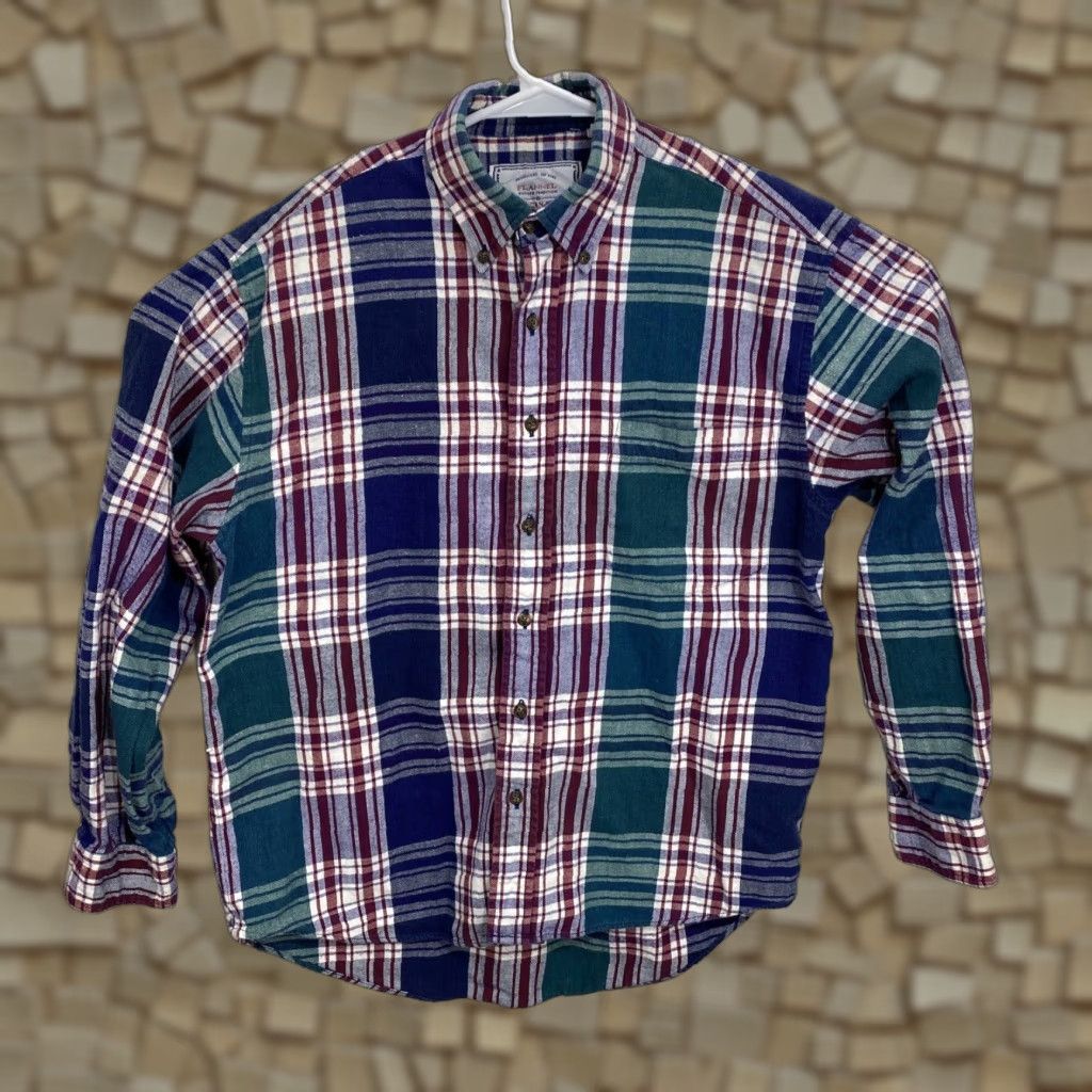 American Eagle Outfitters AMERICAN EAGLE Rugged Tradition Plaid Flannel Shirt M Button Long Sleeve Blue 100% Cotton Casual Outdoors Mens College Size US M / EU 48-50 / 2 - 1 Thumbnail