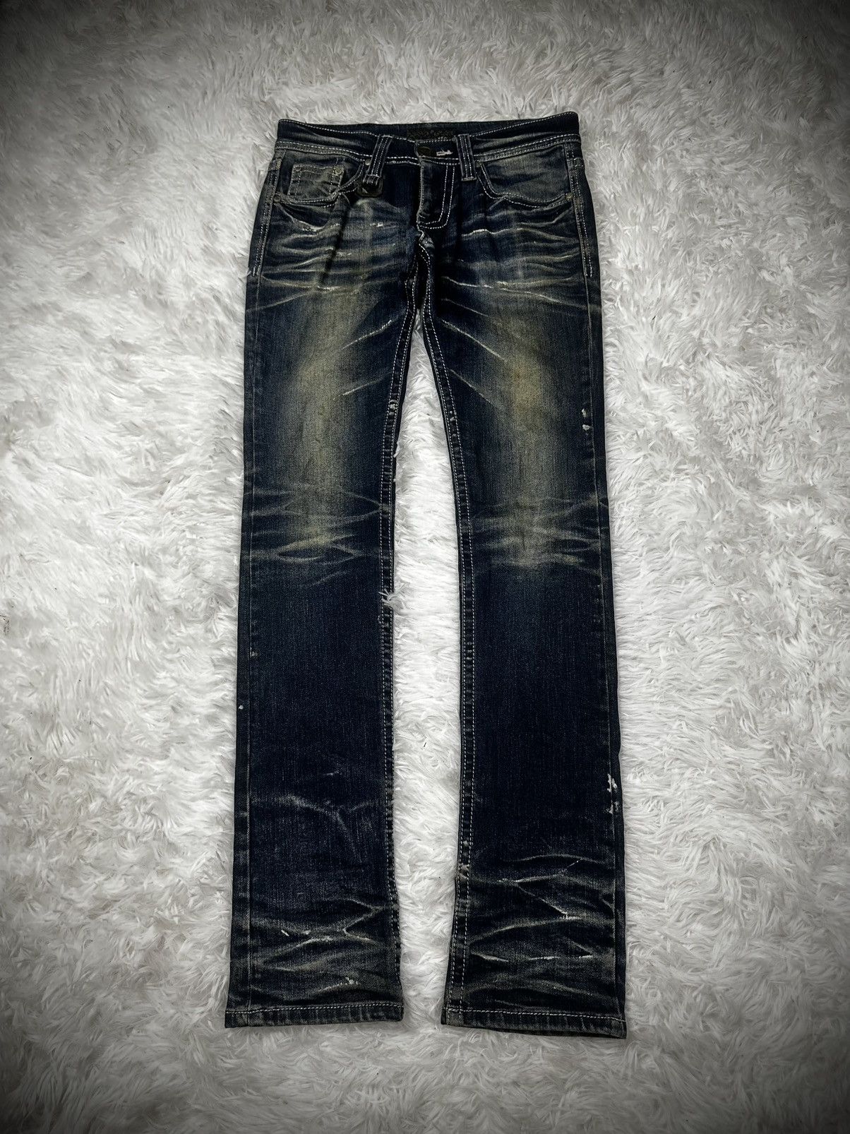 Japanese Brand Rare 2000s XFRM Distressed Washed Denim Jeans Size US 29 - 1 Thumbnail