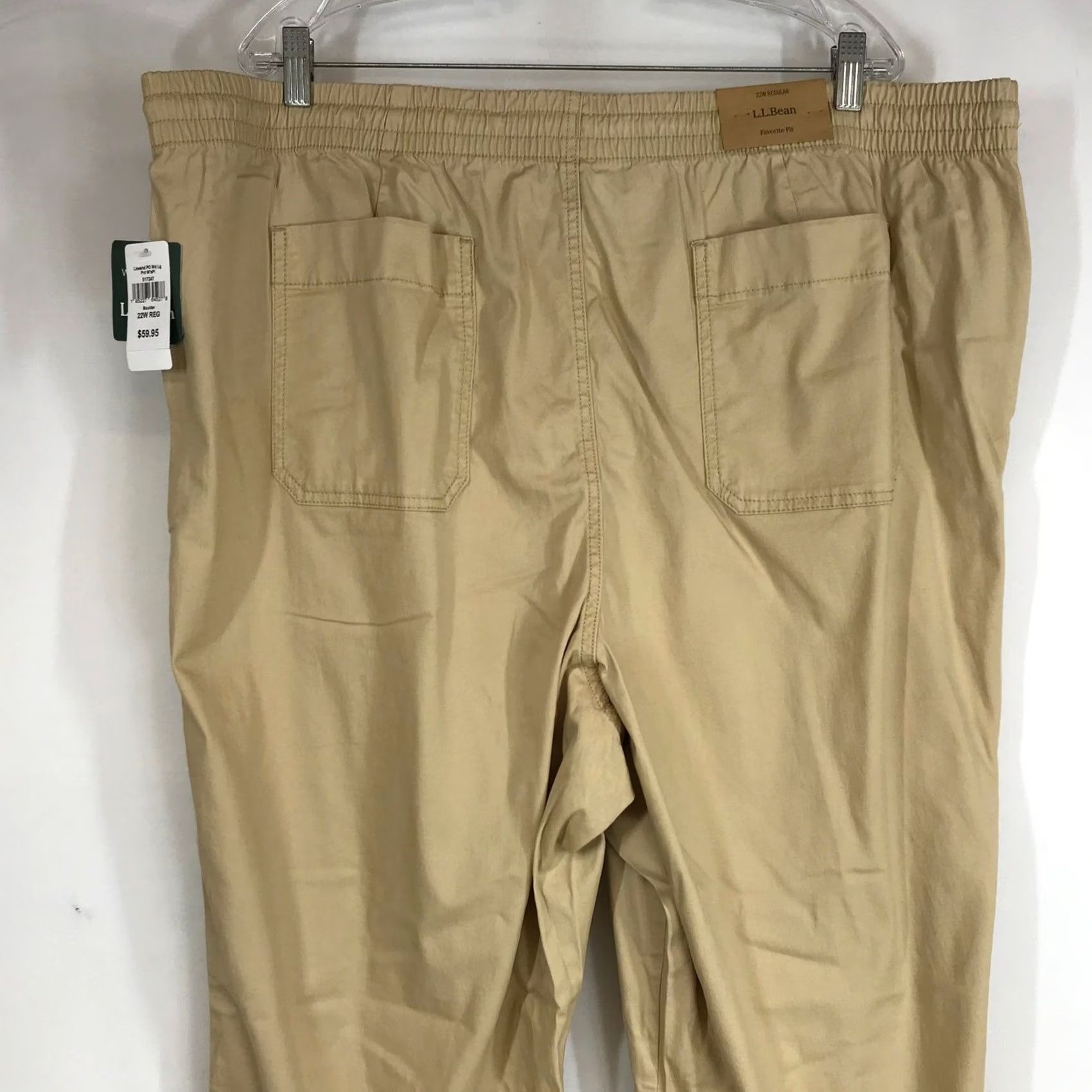 Vintage LL Bean Womens Tan Favorite Fit Elastic Waist Drawstring Pant Casual Comfort 22W Size 40" / US 18 - 5 Thumbnail