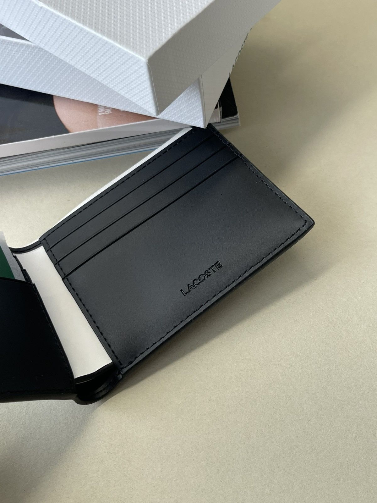Lacoste (new+tag) Lacoste men bifold wallet monogram black Size ONE SIZE - 6 Thumbnail