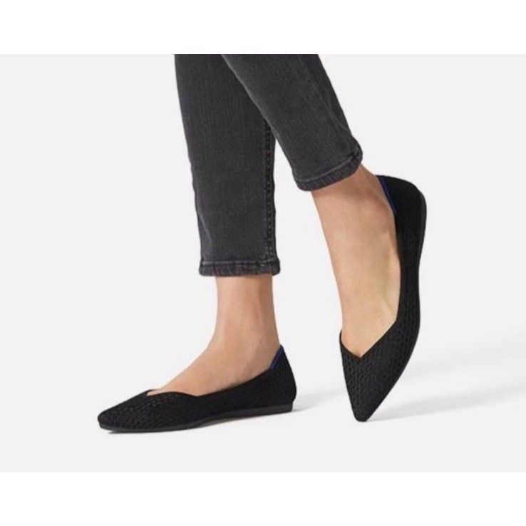 Rothy's Rothy’s “THE POINT” Black Knitted Pointed Toe Slip On Flats Size US 9 / IT 39 - 14 Thumbnail
