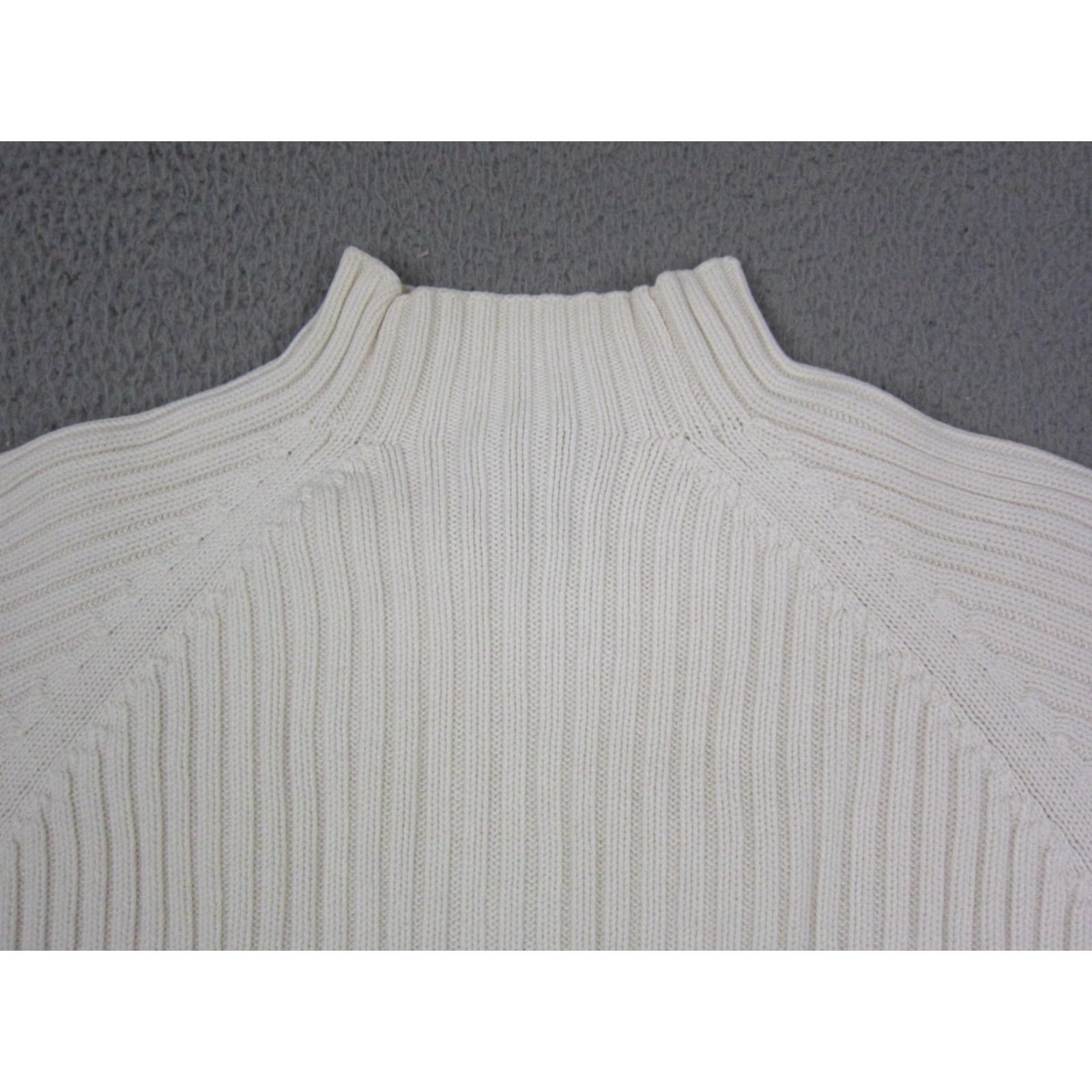 Vintage Vintage St. Johns Bay Sweater Women's Large Creme Mock Neck Ribbed Knit Pullover Size M / US 6-8 / IT 42-44 - 2 Thumbnail