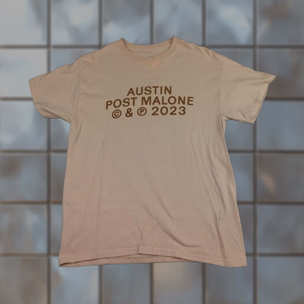 Vintage Post Malone Shirt Mens Medium Beige 2023 Tour Dates Austin Concert Tee T-Shirt Size US M / EU 48-50 / 2 - 1 Thumbnail