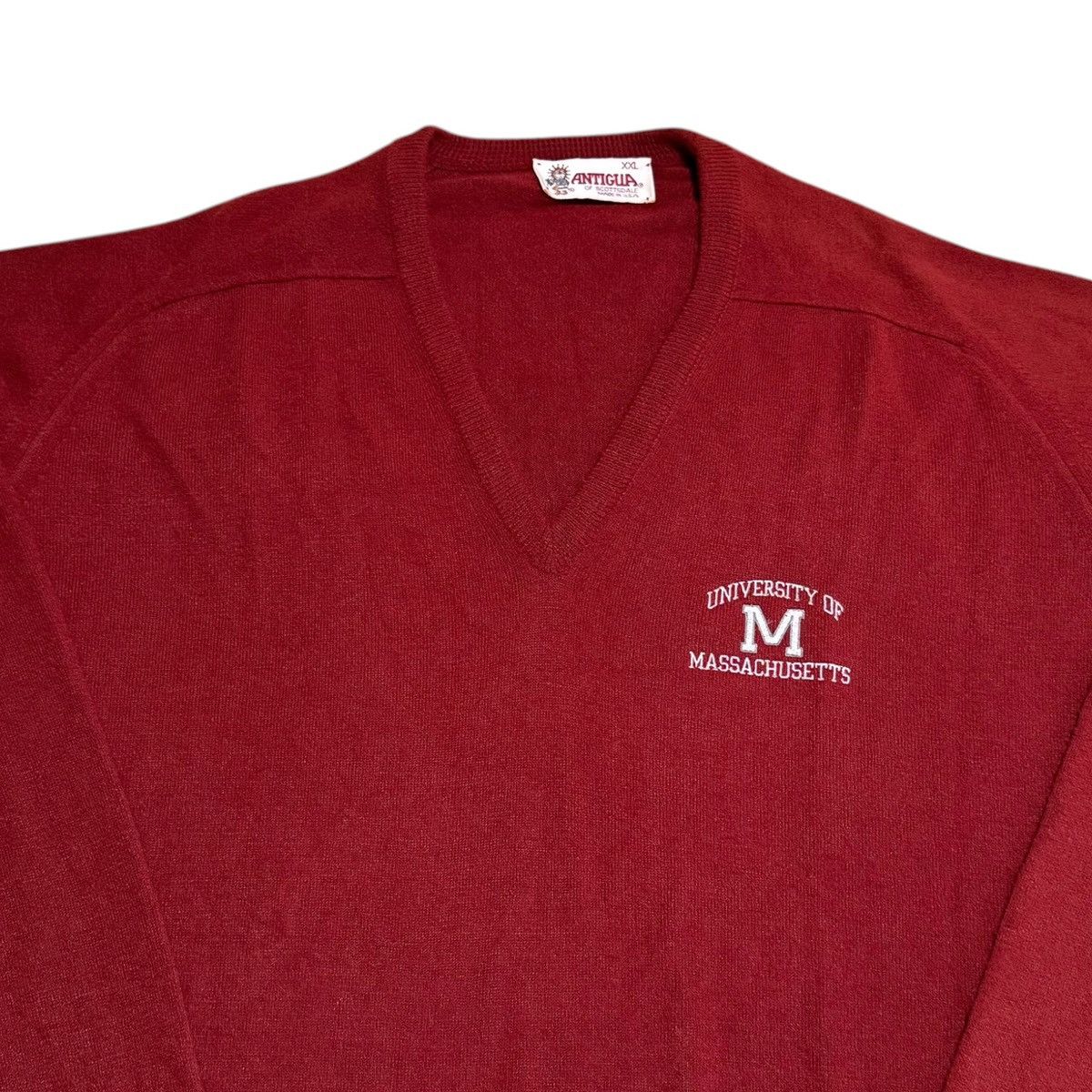 Antigua × Vintage Vintage 80s Antigua UMass Red V-Neck Sweater Adult 2XL Size US XXL / EU 58 / 5 - 2 Thumbnail