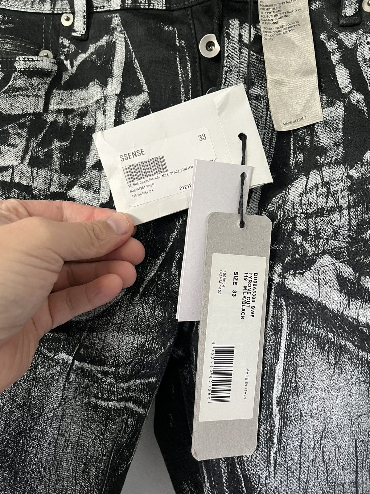 Rick Owens Rick Owens DRKSHDW - Foil Destroyed Tyrone Cut, Milk/Black Size US 33 - 3 Thumbnail