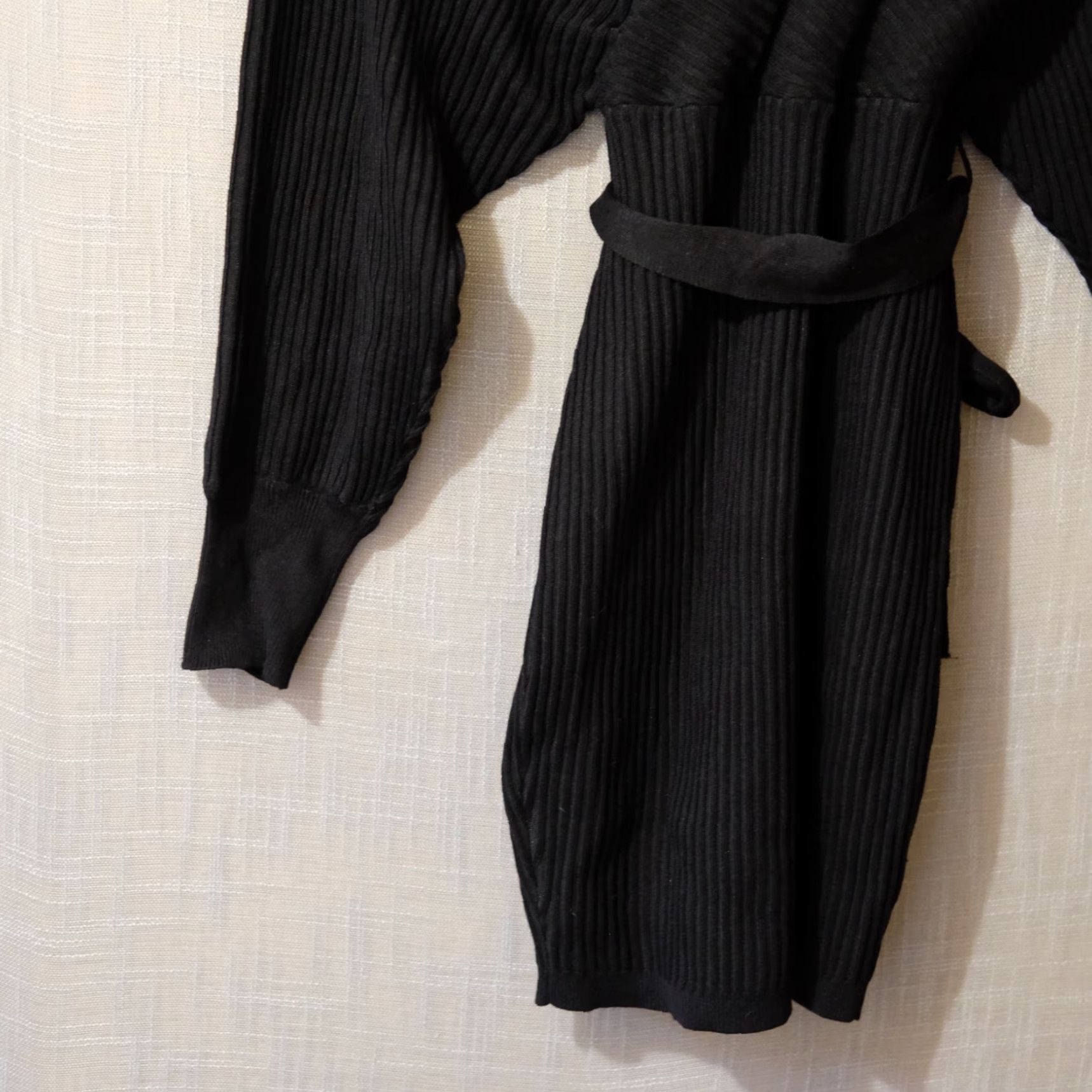 Vintage NWT! Lady Lavender Wrap Sweater Dress w/Waist Tie Black Womens L Dress Size L / US 10 / IT 46 - 7 Thumbnail