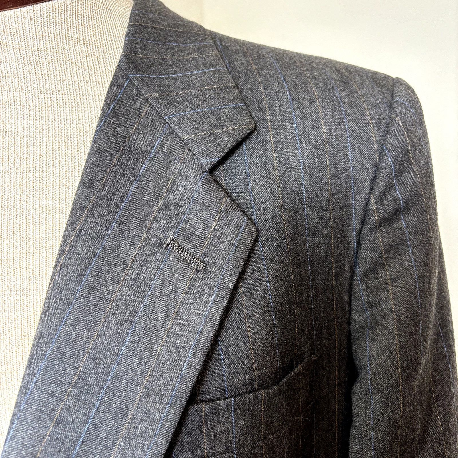 Christian Dior Monsieur Christian Dior Sz 42R Men's Gray Striped Blazer Pure Virgin Size 42R - 5 Thumbnail