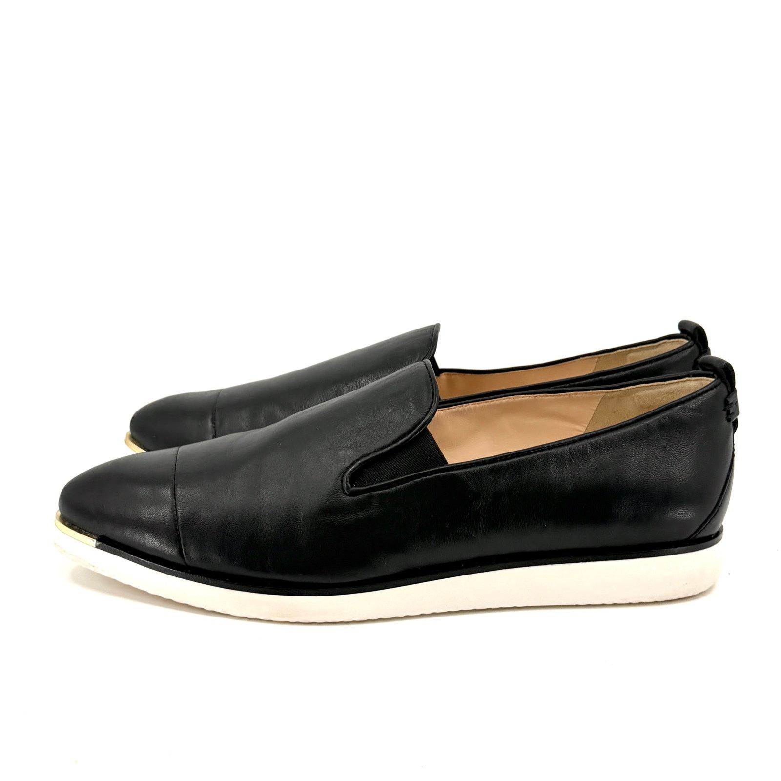 Cole Haan Grandseries Black Genuine Leather Cap Toe Slip-on Sneakers Size US 9.5 / IT 39.5 - 4 Thumbnail