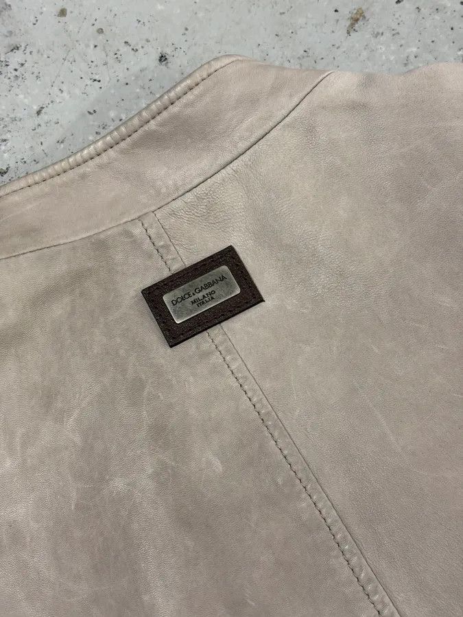 Dolce & Gabbana 2010s Dolce & Gabbana Grey Biker Minimalist Leather Jacket Size US L / EU 52-54 / 3 - 10 Thumbnail