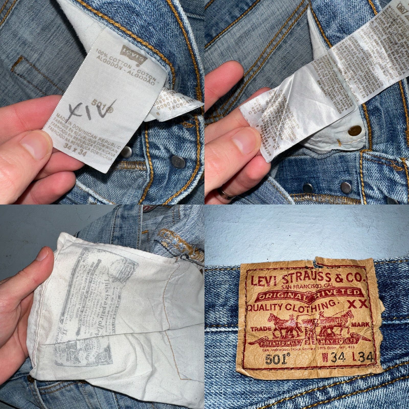Levi's VINTAGE Levi's 501 Jeans Straight 34x34 Men Blue Light Wash 90s - Regular Rise Mid 10-12 - Button Closure Size US 34 / EU 50 - 9 Thumbnail