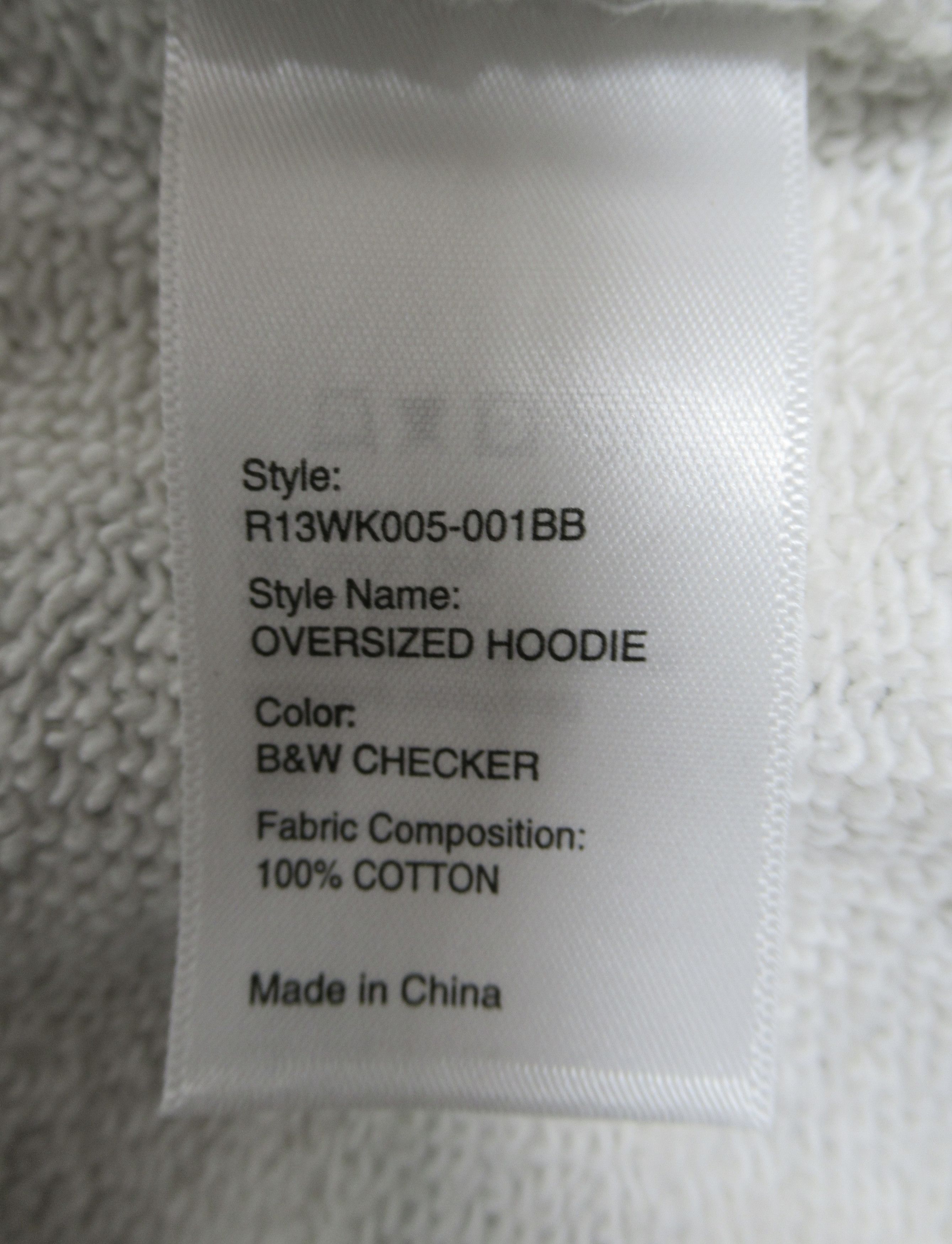 R13 R13 Women's Oversized Hoodie Sweatshirts Checker Black White Size XXS / US 00 / IT 34 - 11 Thumbnail