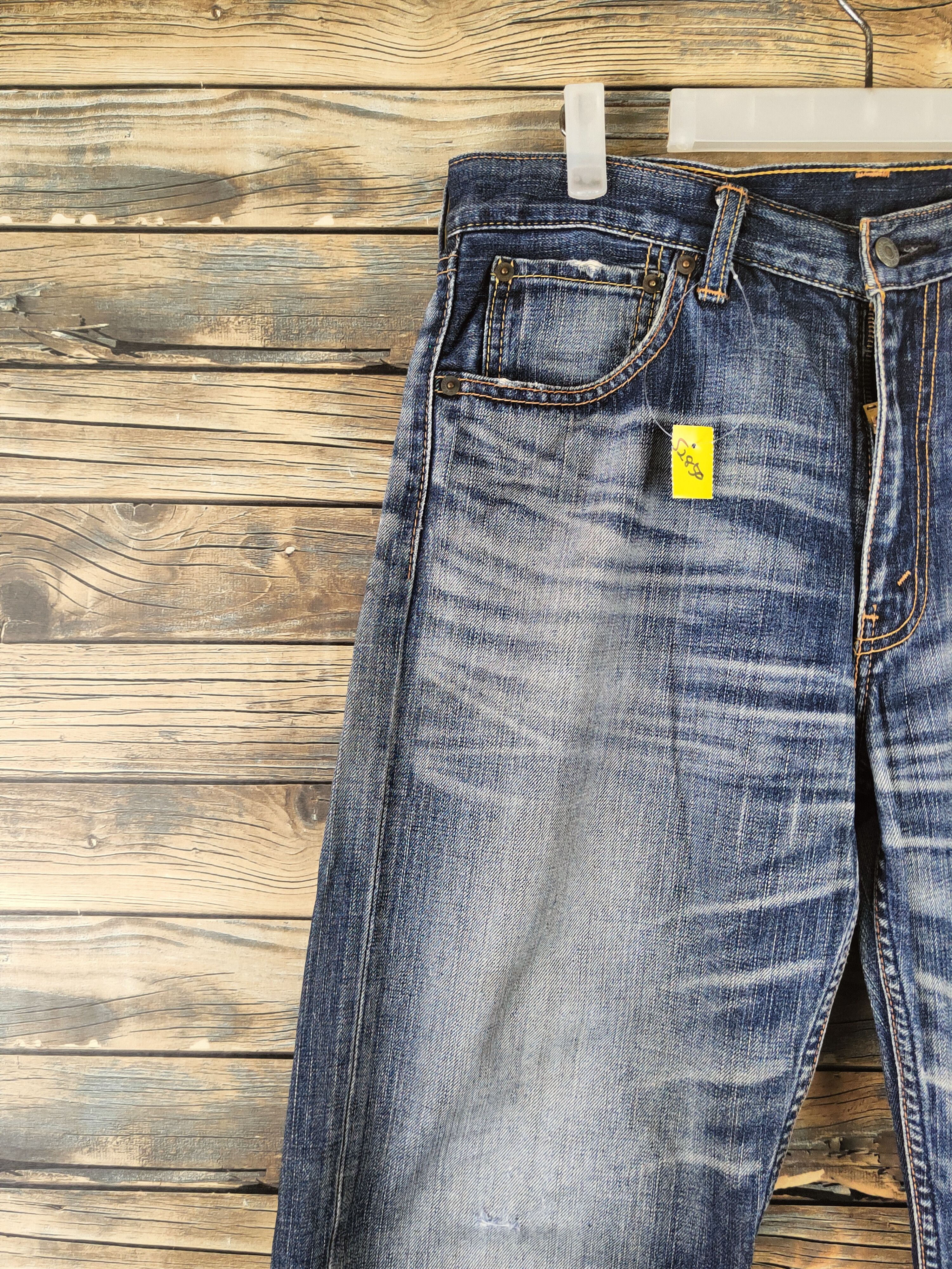 Levi's Levi's Dark Blue Distressed Ripped Jeans #S2850 Size US 33 - 3 Thumbnail