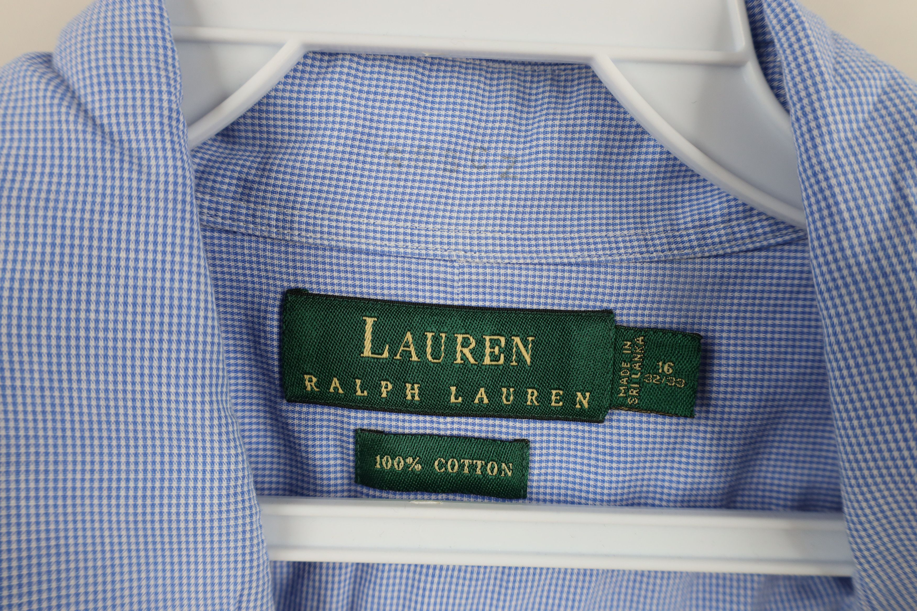 Ralph Lauren × Vintage Vintage Ralph Lauren Micro Collared Button Shirt Blue Cotton Size US M / EU 48-50 / 2 - 7 Thumbnail