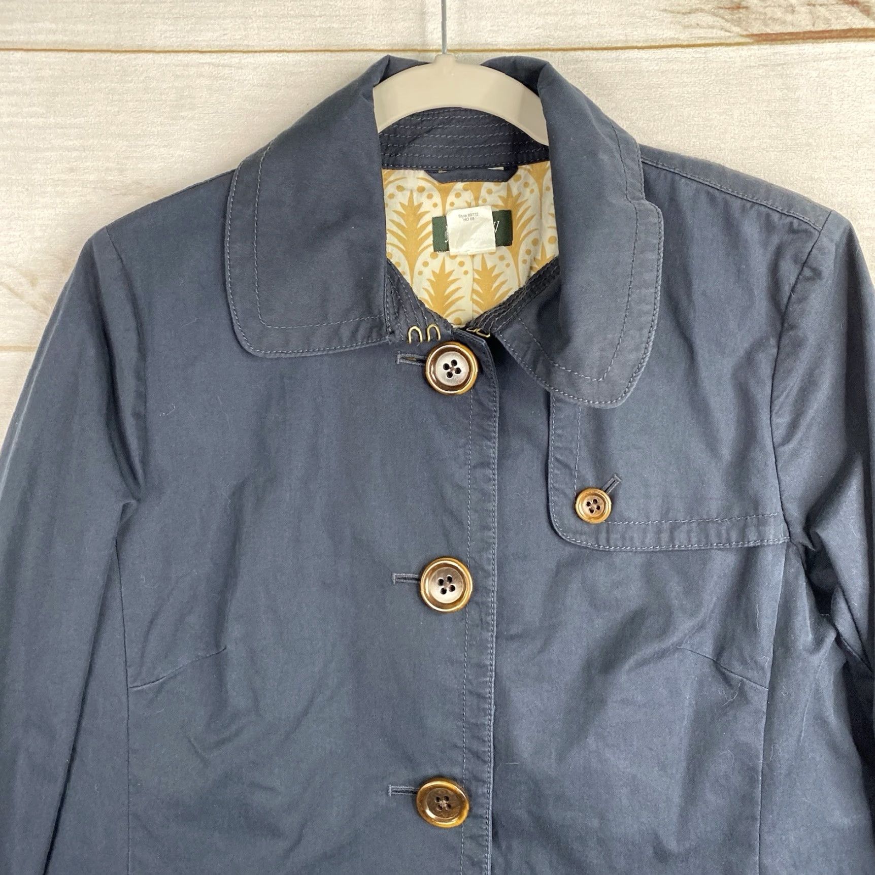 J.Crew J. CREW Jacket Womens 8 Navy Blue Button Up Pockets Buckle Sleeve Cotton Nylon | Vintage? No Size M / US 6-8 / IT 42-44 - 2 Thumbnail