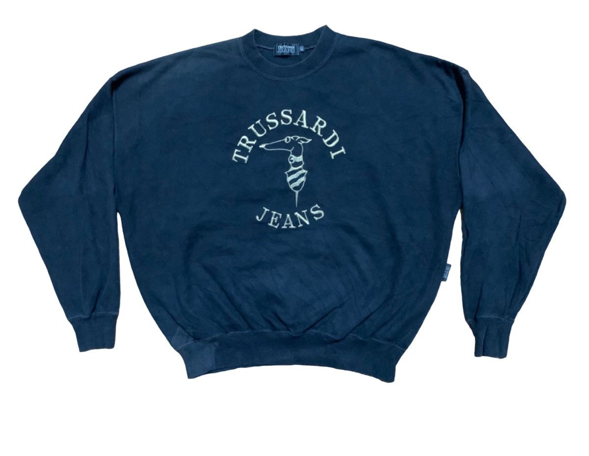 Japanese Brand × Trussardi × Vintage 90s TRUSSARDI JEANS SWEATSHIRT FADED Size US XL / EU 56 / 4 - 1 Thumbnail