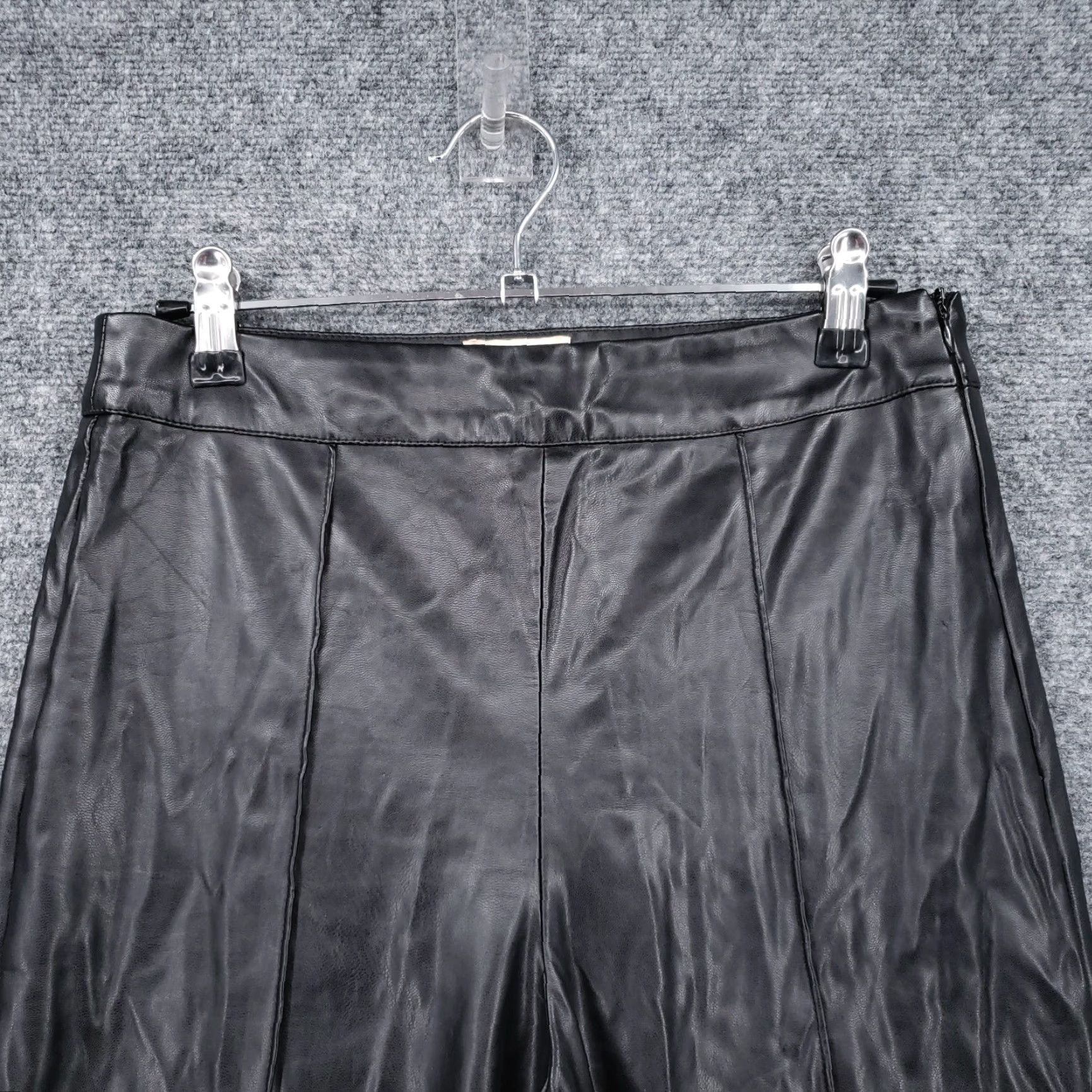 PRINCESS POLLY Princess Polly Pants Womens 4 Black PU Leather High Rise Flared Moto Pants Size 27" / US 4 / IT 40 - 3 Thumbnail