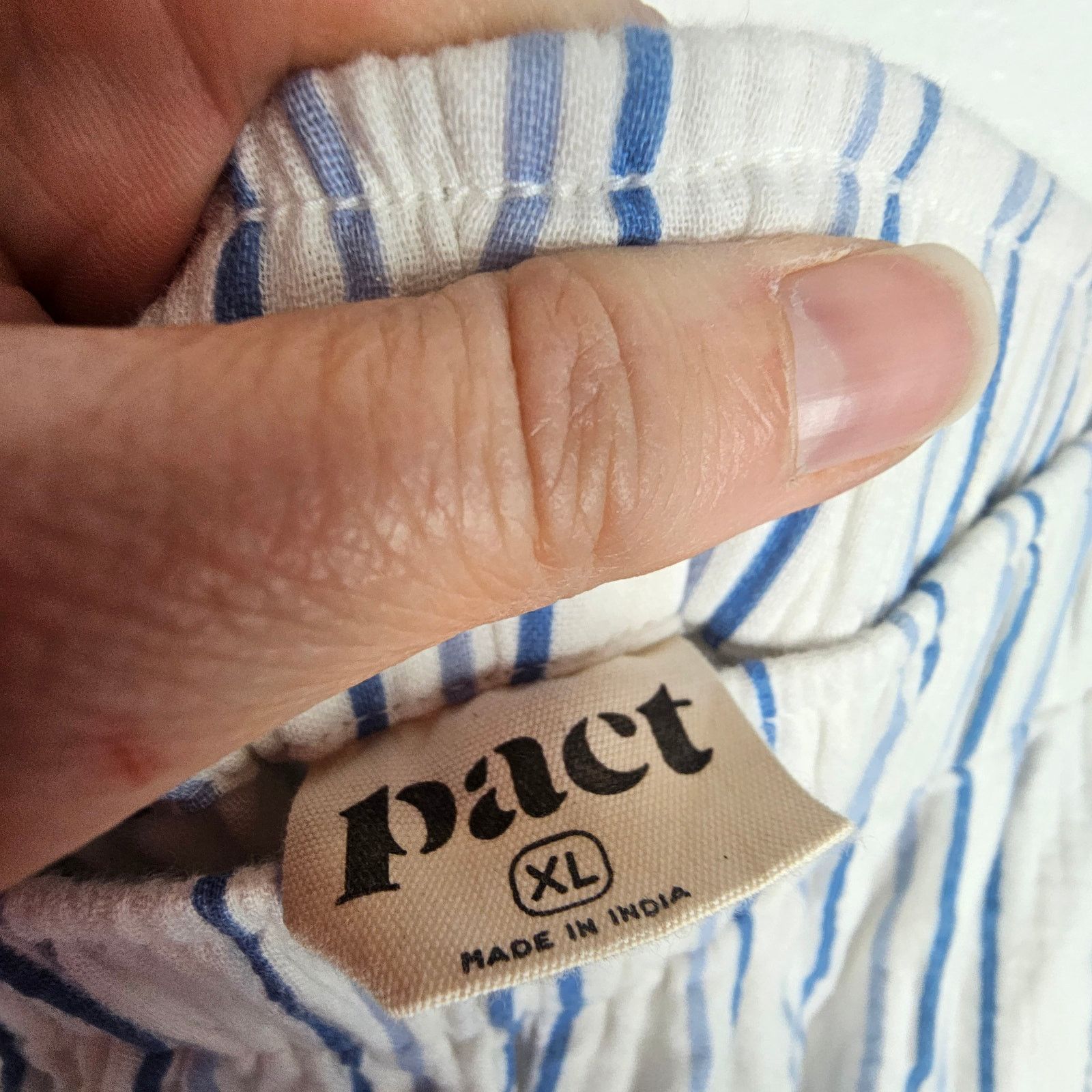PACCBET Pact Atlantic Stripe Sea Salt Double Gauze Wide Leg Pants Size 34" / US 12 / IT 48 - 5 Thumbnail