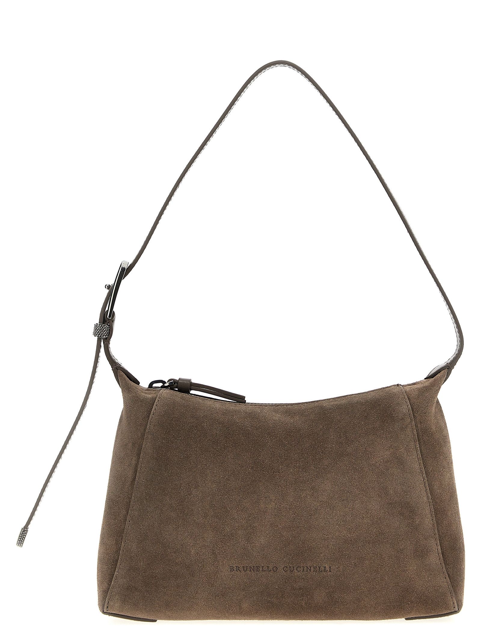 Brunello Cucinelli Brioche Hobo Bag In Suede With Precious