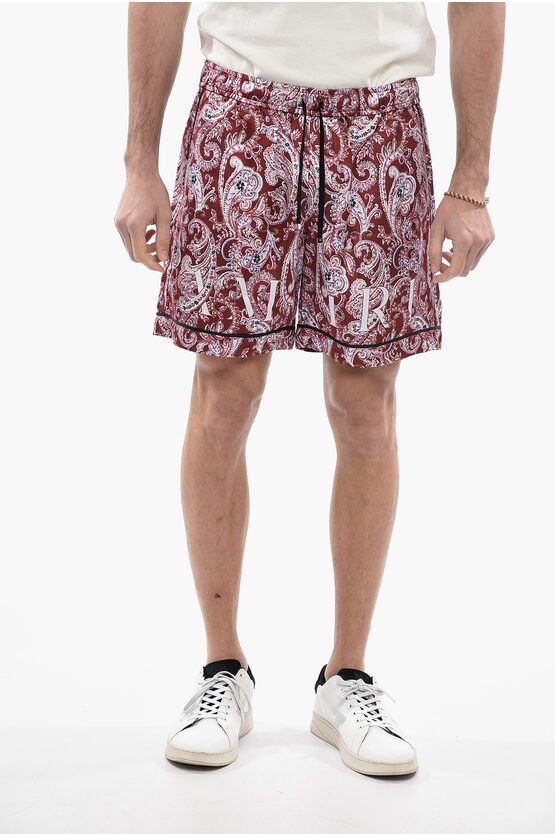 image of Amiri Paisley-Motif Shorts With 2-Pockets in Red, Men's (Size 32)
