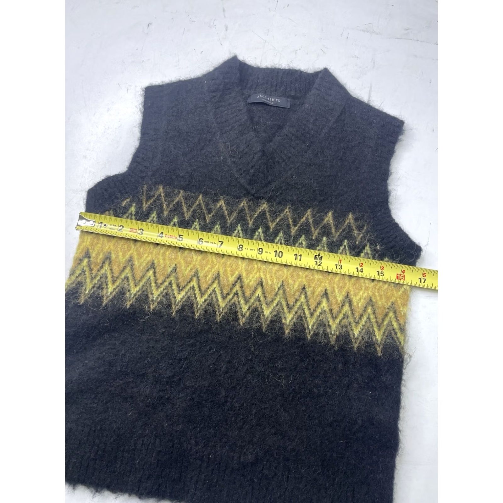 Allsaints AllSaints Clyde Tank Sweater Vest Womens M Black V Neck Wool Mohair Knit Vest Lightweight All Seasons Fashion, Classic, Designer, Preppy Size M / US 6-8 / IT 42-44 - 4 Thumbnail