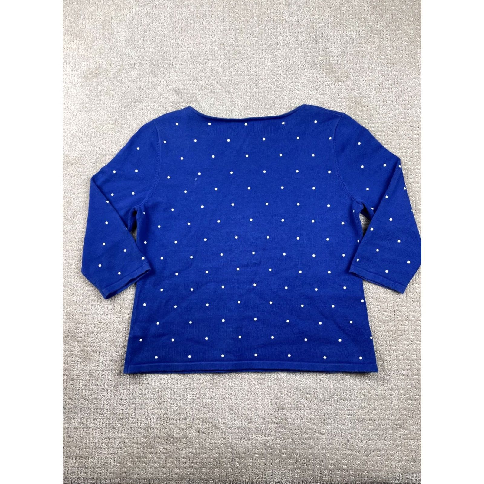 Ralph Lauren Lauren Ralph Lauren Shirt Women PM Blue Polka Dot Boat Neck Long Sleeve Casual Knit Cotton Regular Size M / US 6-8 / IT 42-44 - 5 Thumbnail