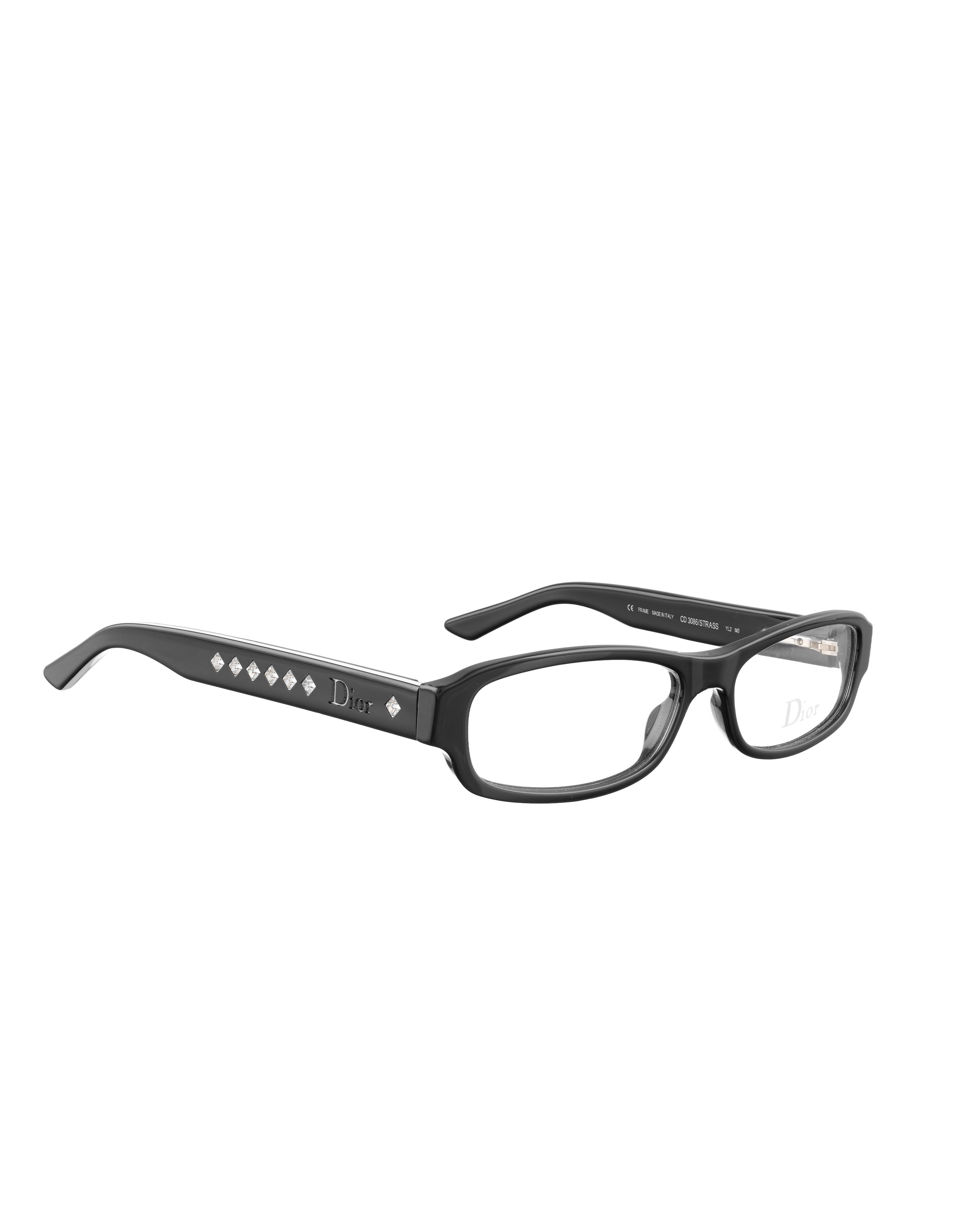 Dior Dior '00s Rectangular Black&White Glasses with Rhinestones Size ONE SIZE - 1 Thumbnail