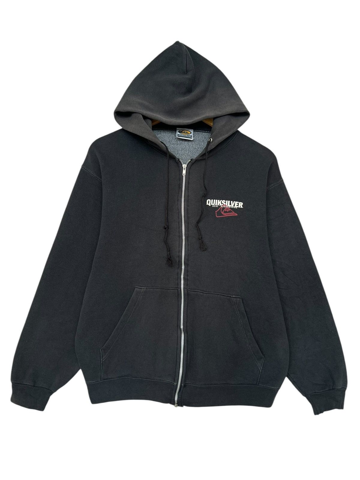 Quiksilver Vintage 90s Quiksilver Baggy Boxy Zipup Black Hoodie Size US L / EU 52-54 / 3 - 2 Thumbnail