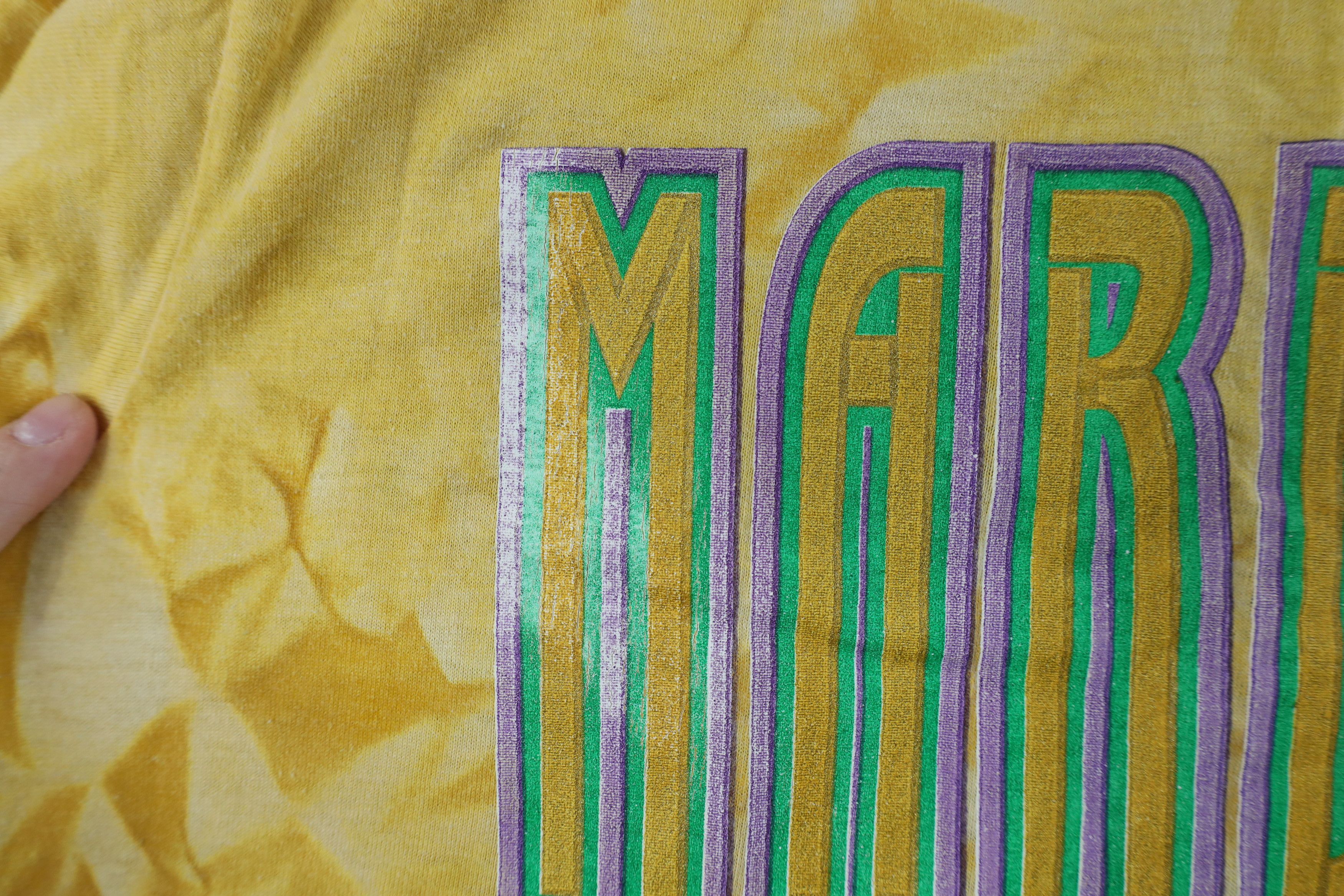 Vintage Vintage 90s Streetwear Mardi Gras Acid Wash T-Shirt Gold USA Size US XL / EU 56 / 4 - 5 Thumbnail