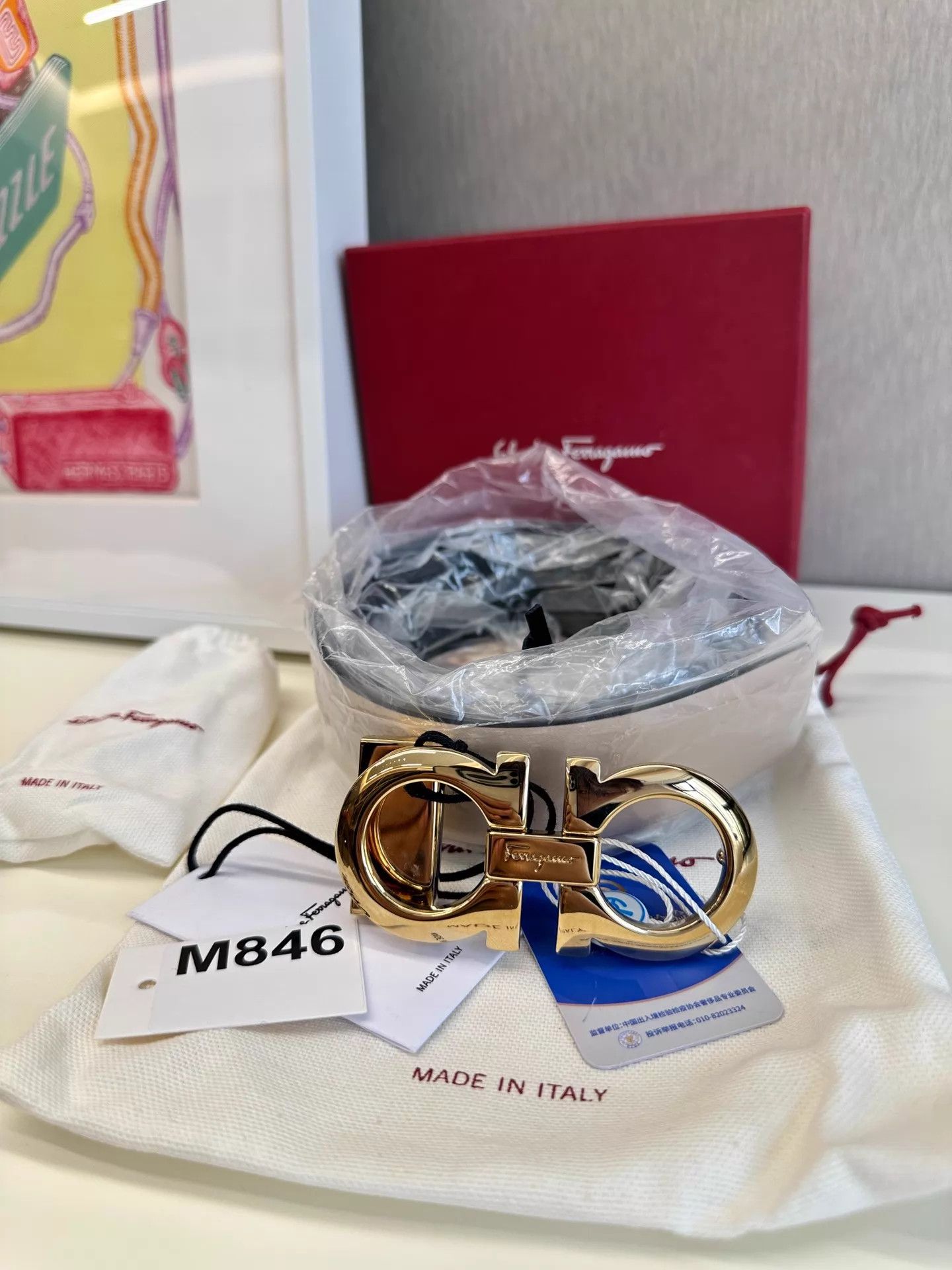 Salvatore Ferragamo Ferragamo Belt 107x3.5 Box Dust Bag Auth M846 Size ONE SIZE - 4 Thumbnail