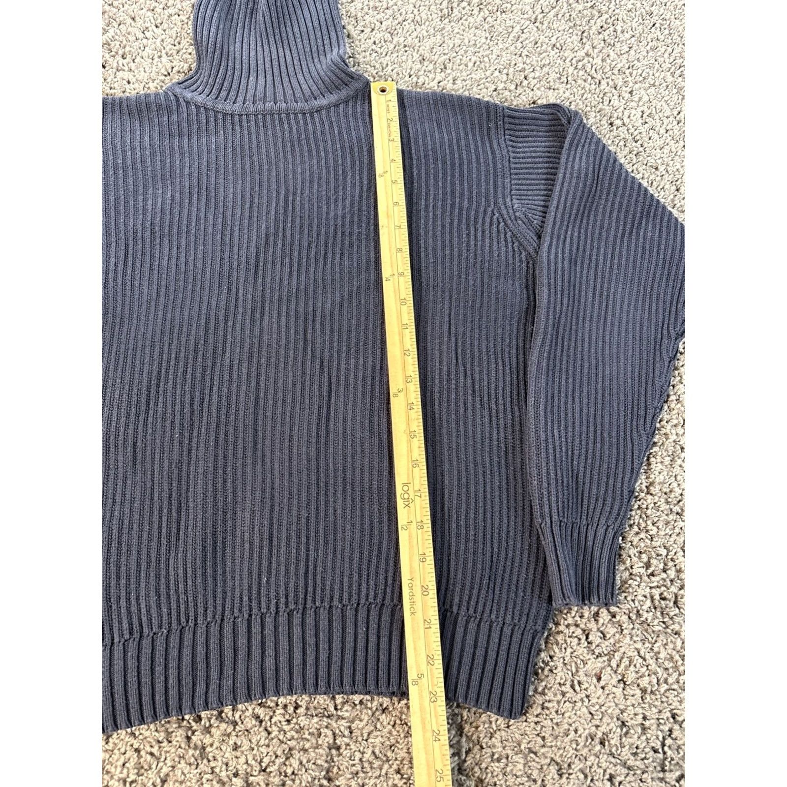 Vintage L.L. Bean Chunky Knit Turtleneck Sweater Mens M Reg Blue 100% Cotton Ribbed Pullover Long Sleeve Knit Classic Outdoor Mens Size US M / EU 48-50 / 2 - 2 Thumbnail