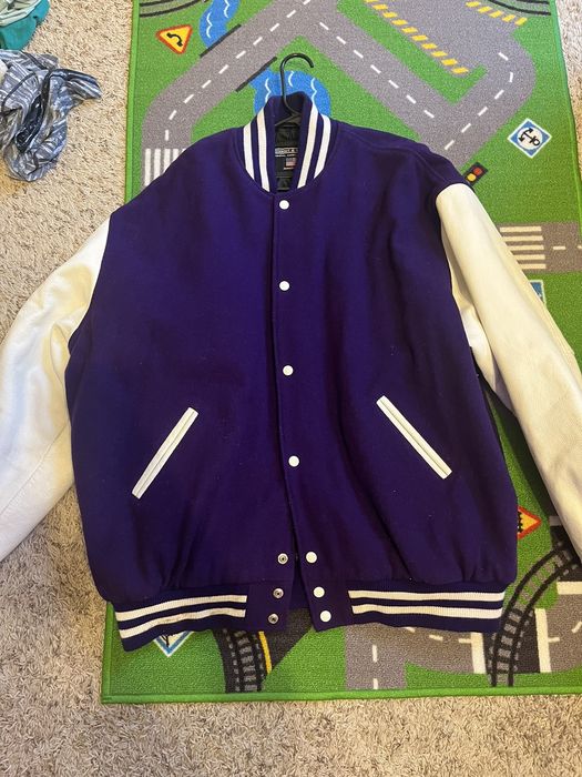 Steward Strauss Stewart and Strauss purple letterman jacket