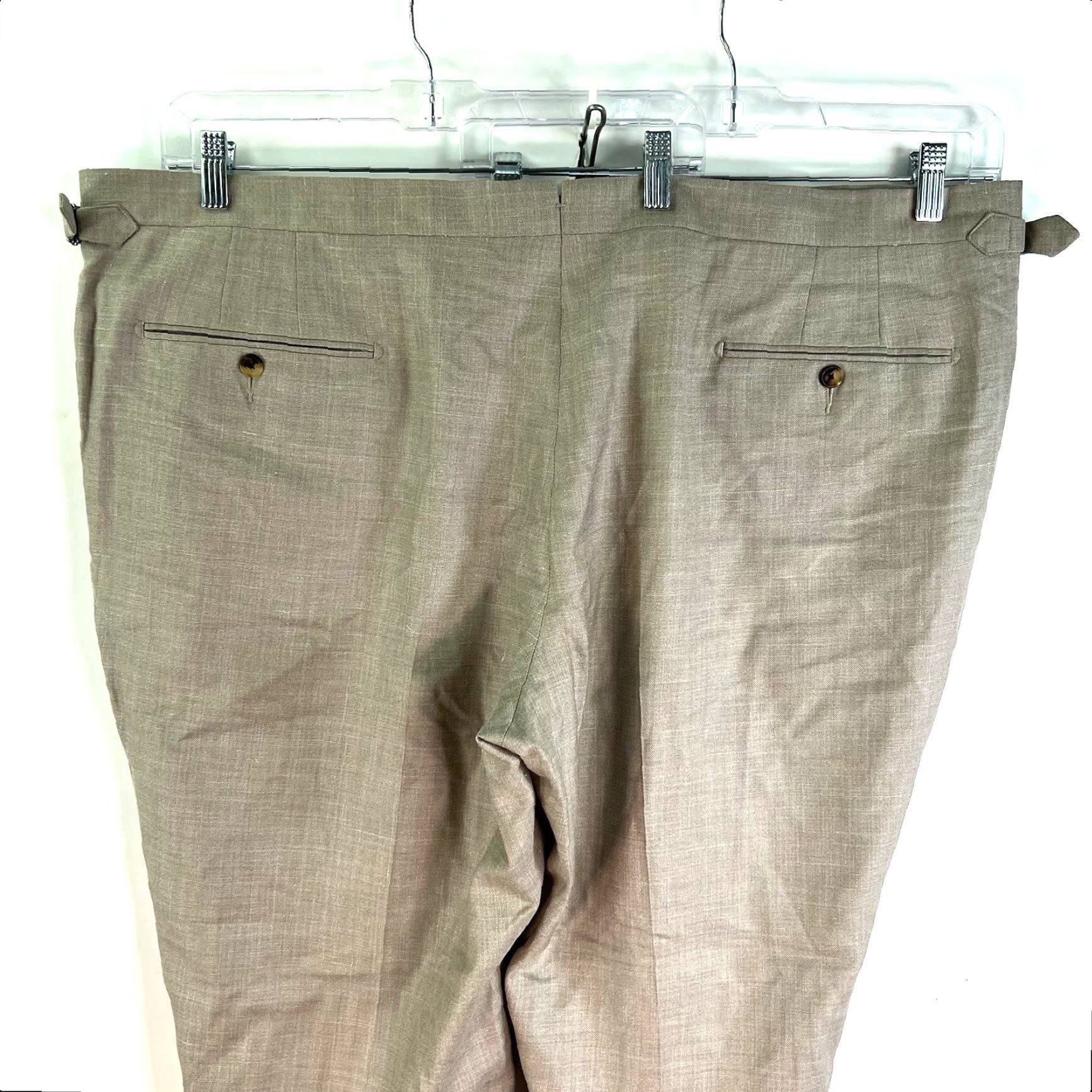 Proper Cloth Proper Cloth VBC Fresco Dress Pants Long Beige Regular 50 X 33 Men Linen Silk Wool Blend Front Flat Stretch Tie Hook N/A N/A Size US 34 / EU 50 - 7 Thumbnail