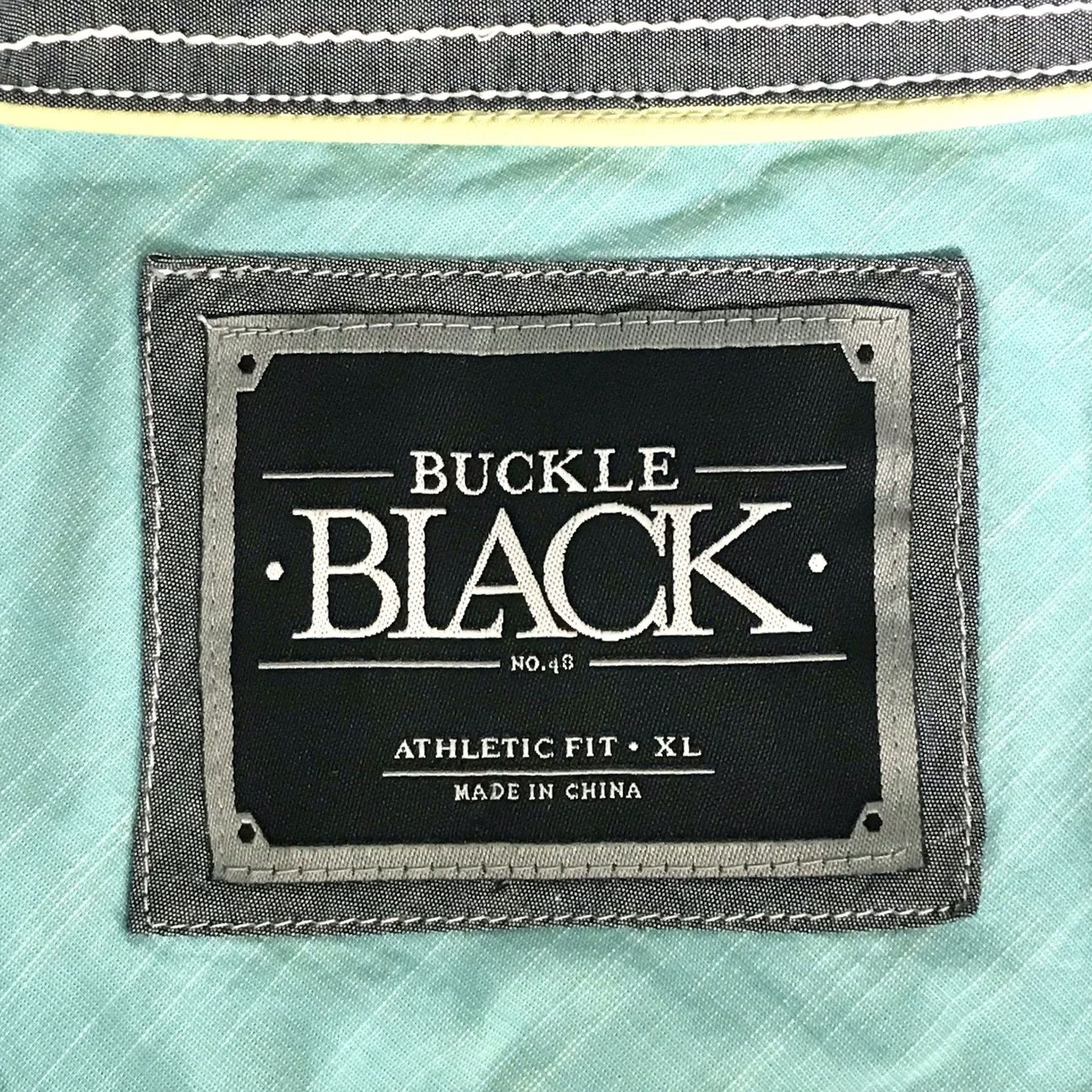 Buckle Black Buckle Black Men Cyan/Yellow Athletic Fit Short Sleeve Button-Up Shirt XL Size US XL / EU 56 / 4 - 3 Thumbnail